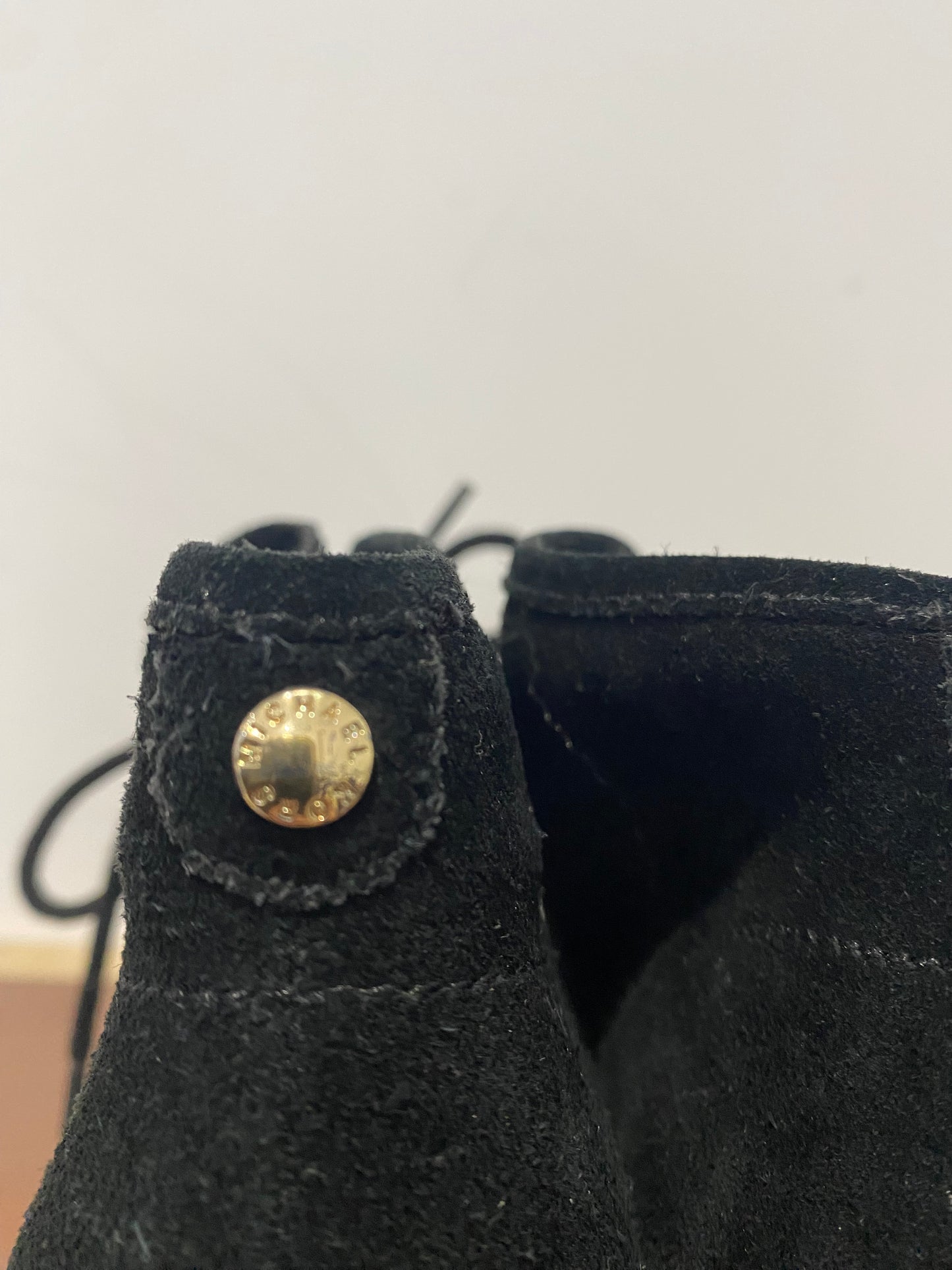 Michael Kors Black Suede Wedge Lace Up Boots Size 4