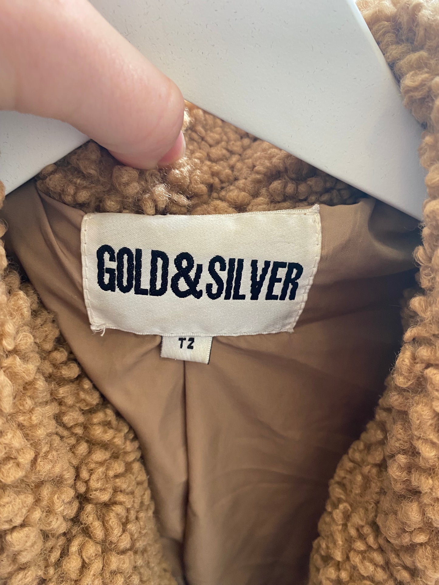 Gold and Silver Tan Teddy Coat Size 10-12