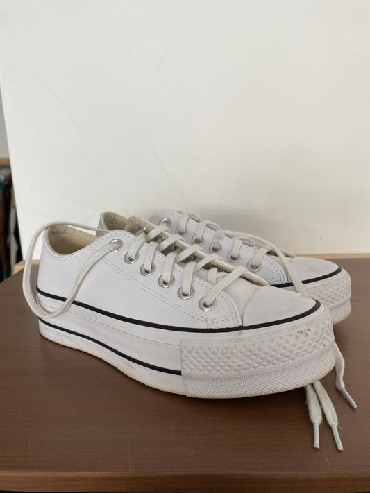 Converse White Leather Trainers Size 3