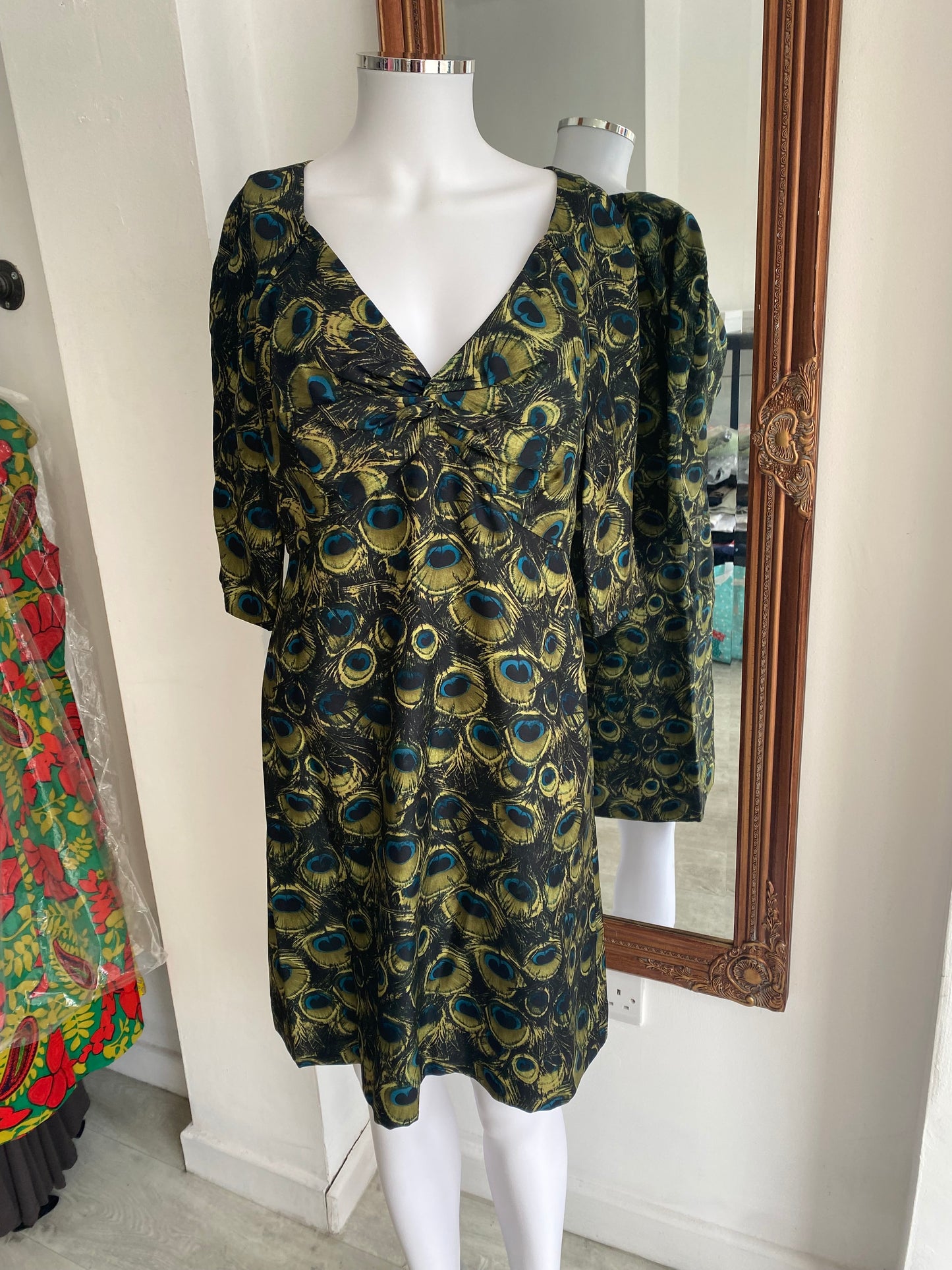 Milly New York silk peacock print dress size 10