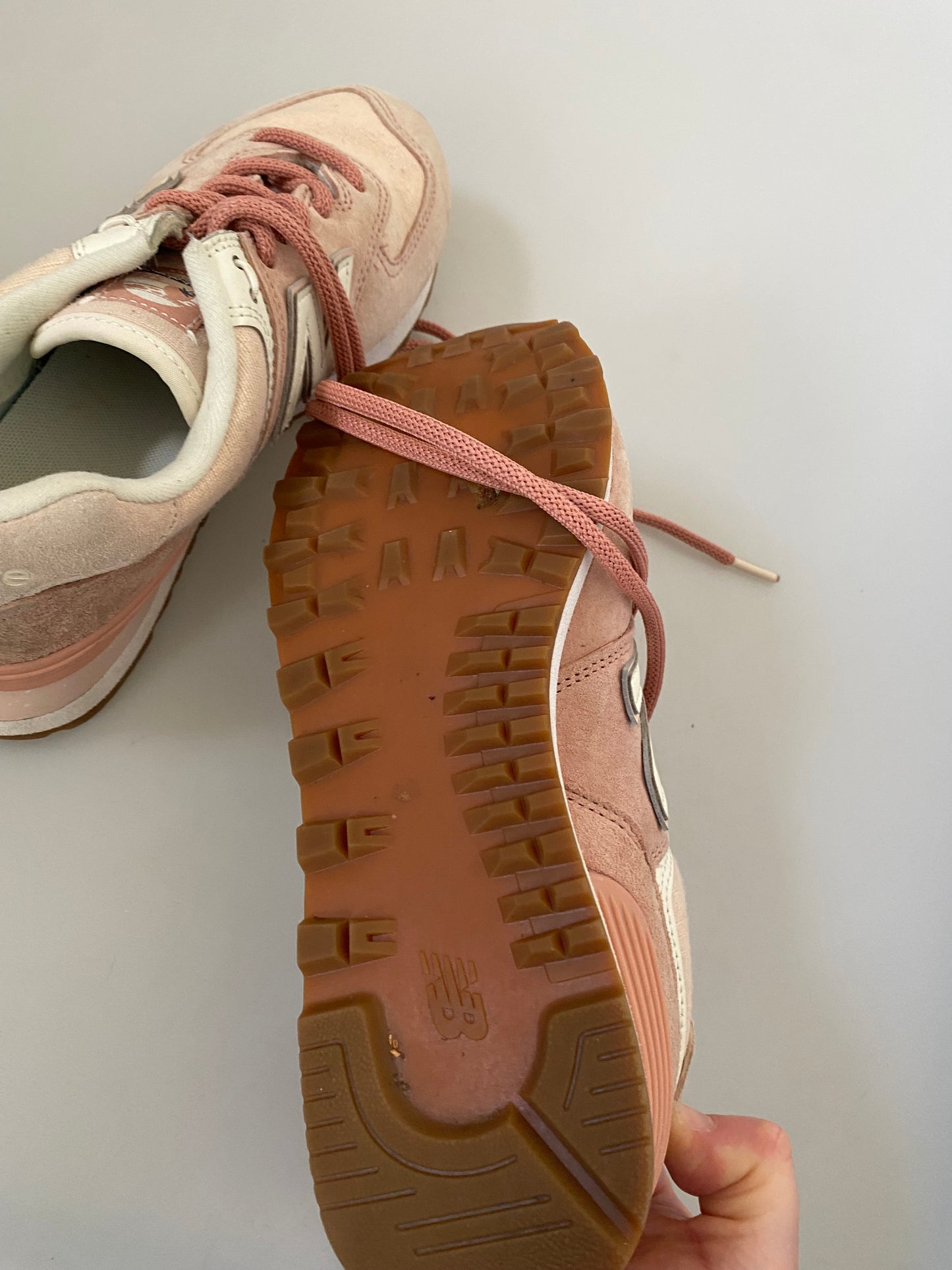 New Balance light pink suede trainers size 4.5