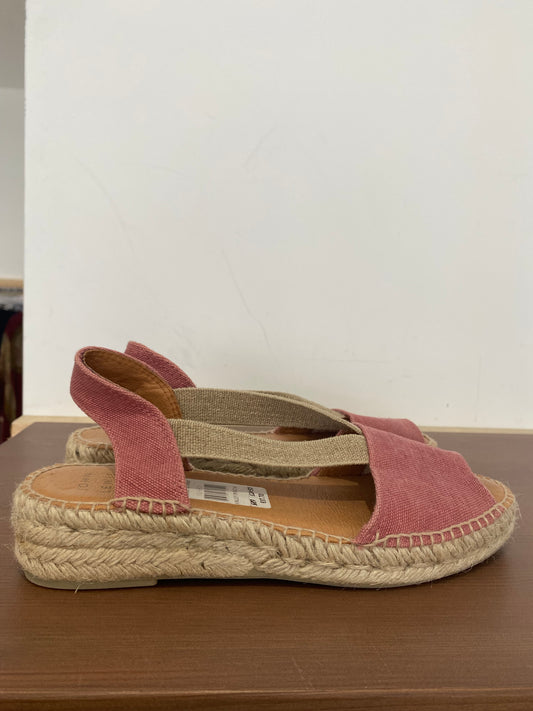 John Lewis Pink Canvas Espadrille Wedge Sandals Size 6 Brand New