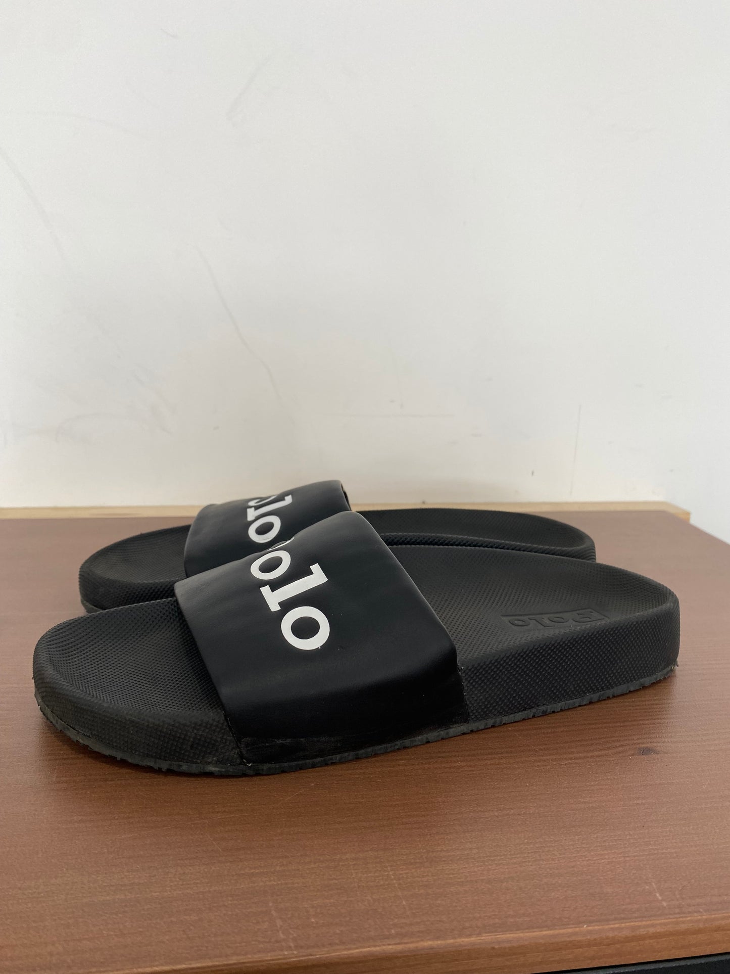 Polo Ralph Lauren Polo Black Cayson Sliders Size 4.5