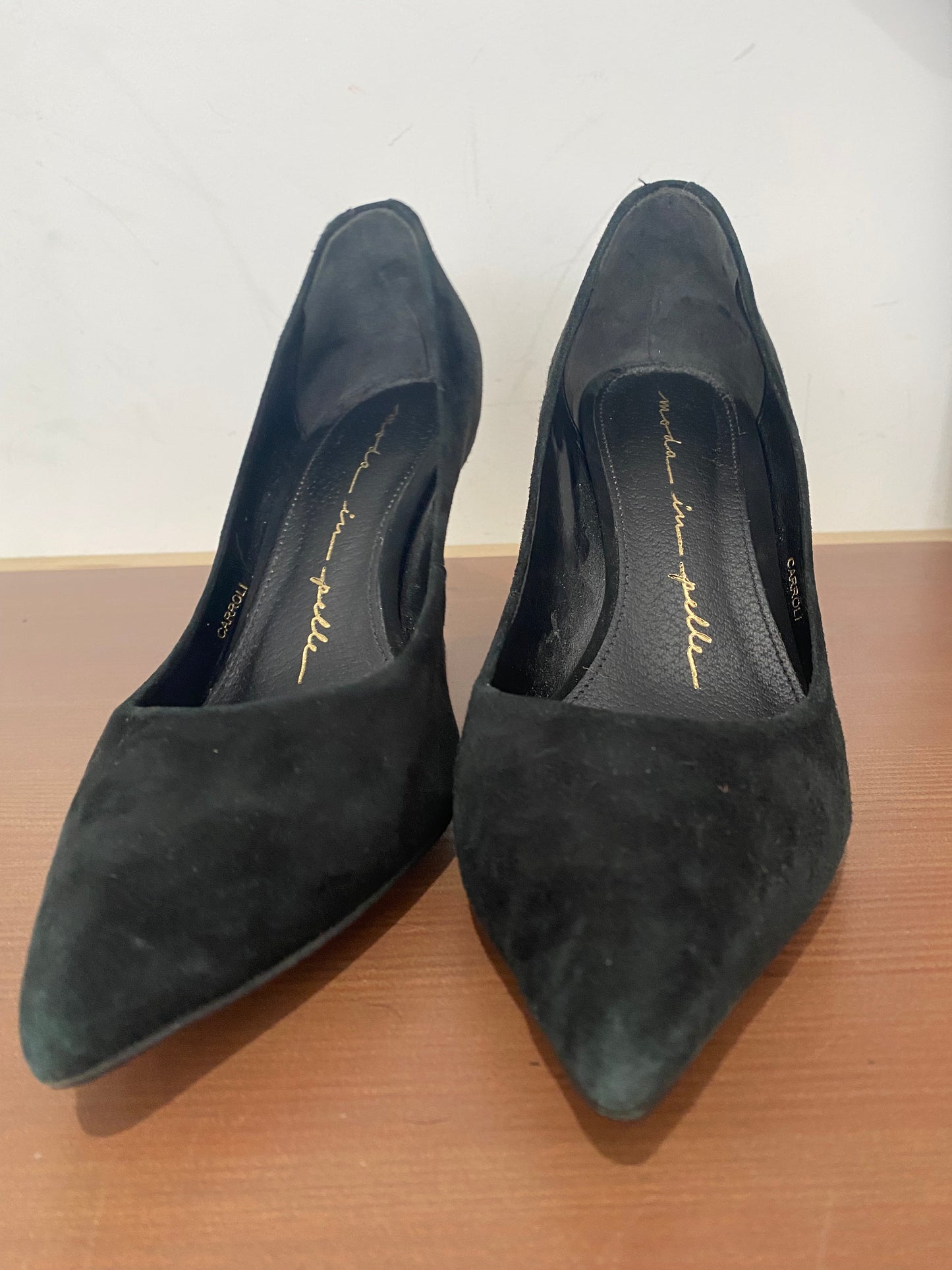 Moda in Pelle black suede heels with zips size 4