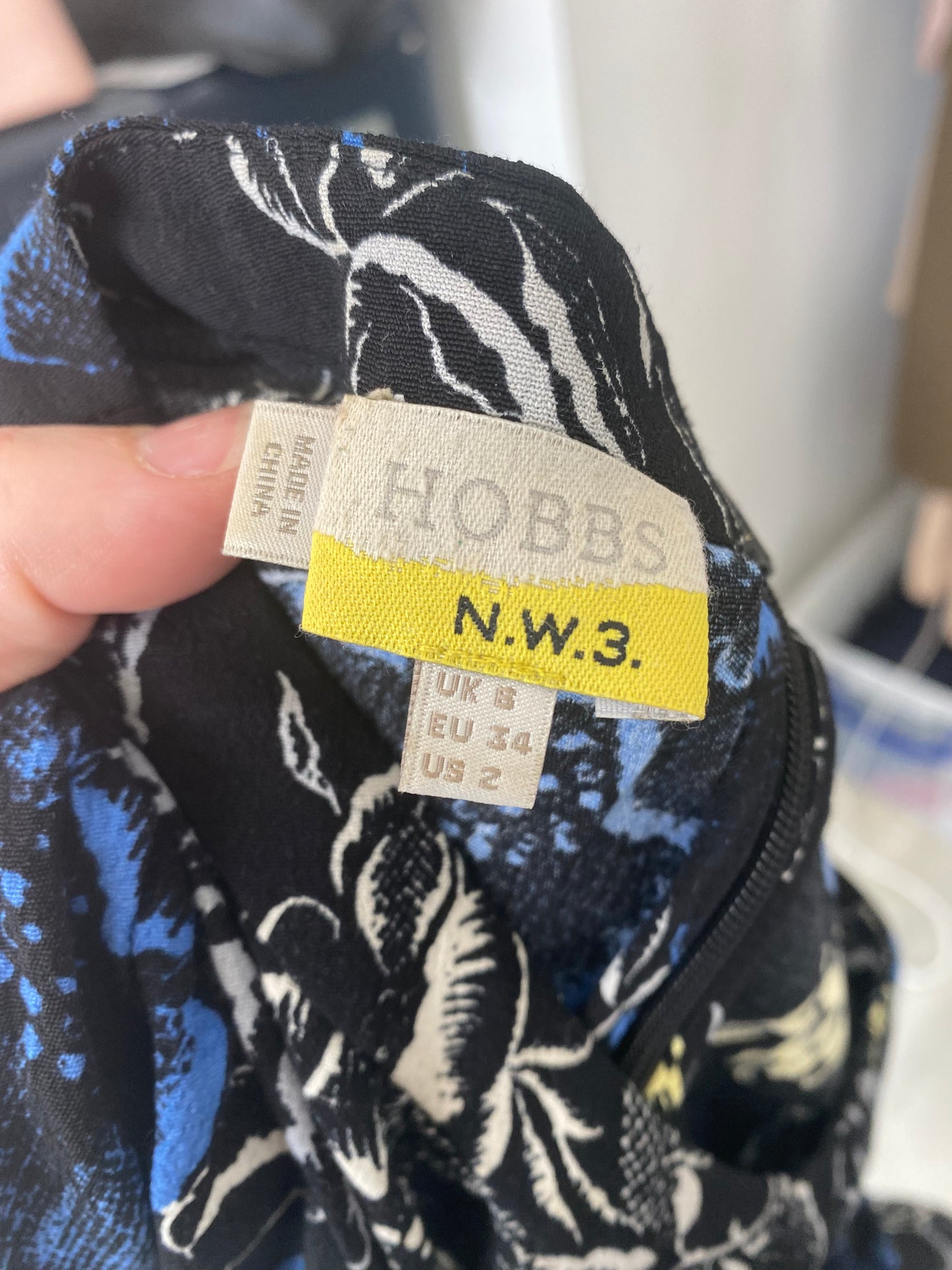 Hobbs NW3 Floral Print Navy Dress 8