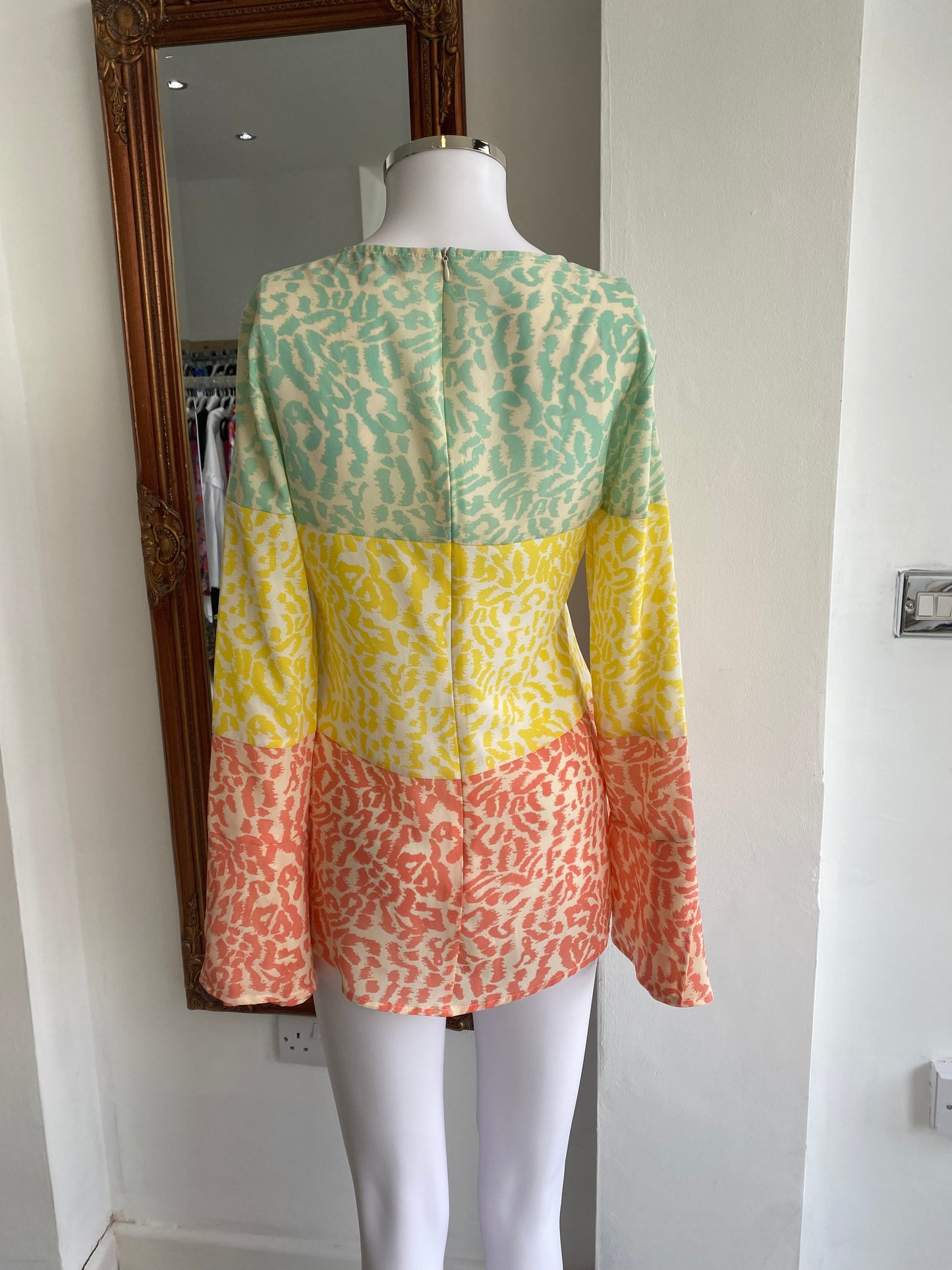 Never Fully Dressed Leopard Print Colour Block T-Shirt Size 8-10