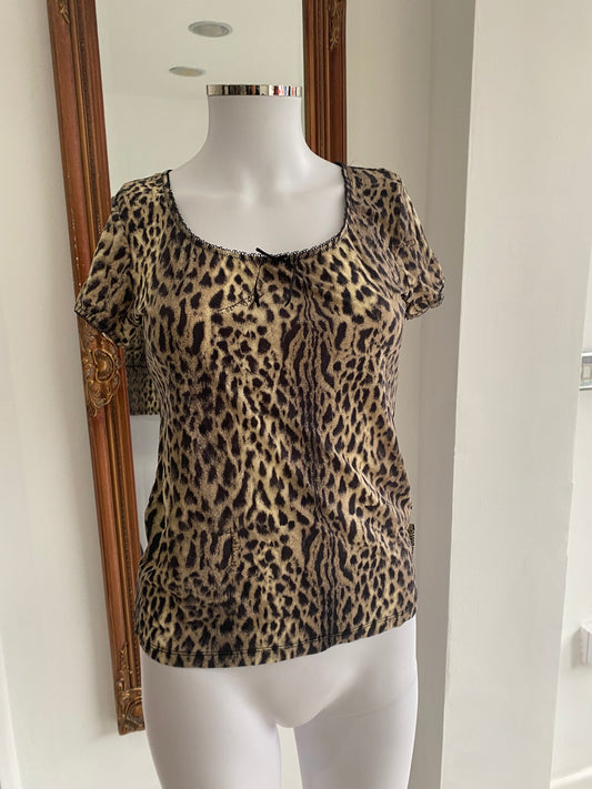 Just Cavalli Y2K leopard print top