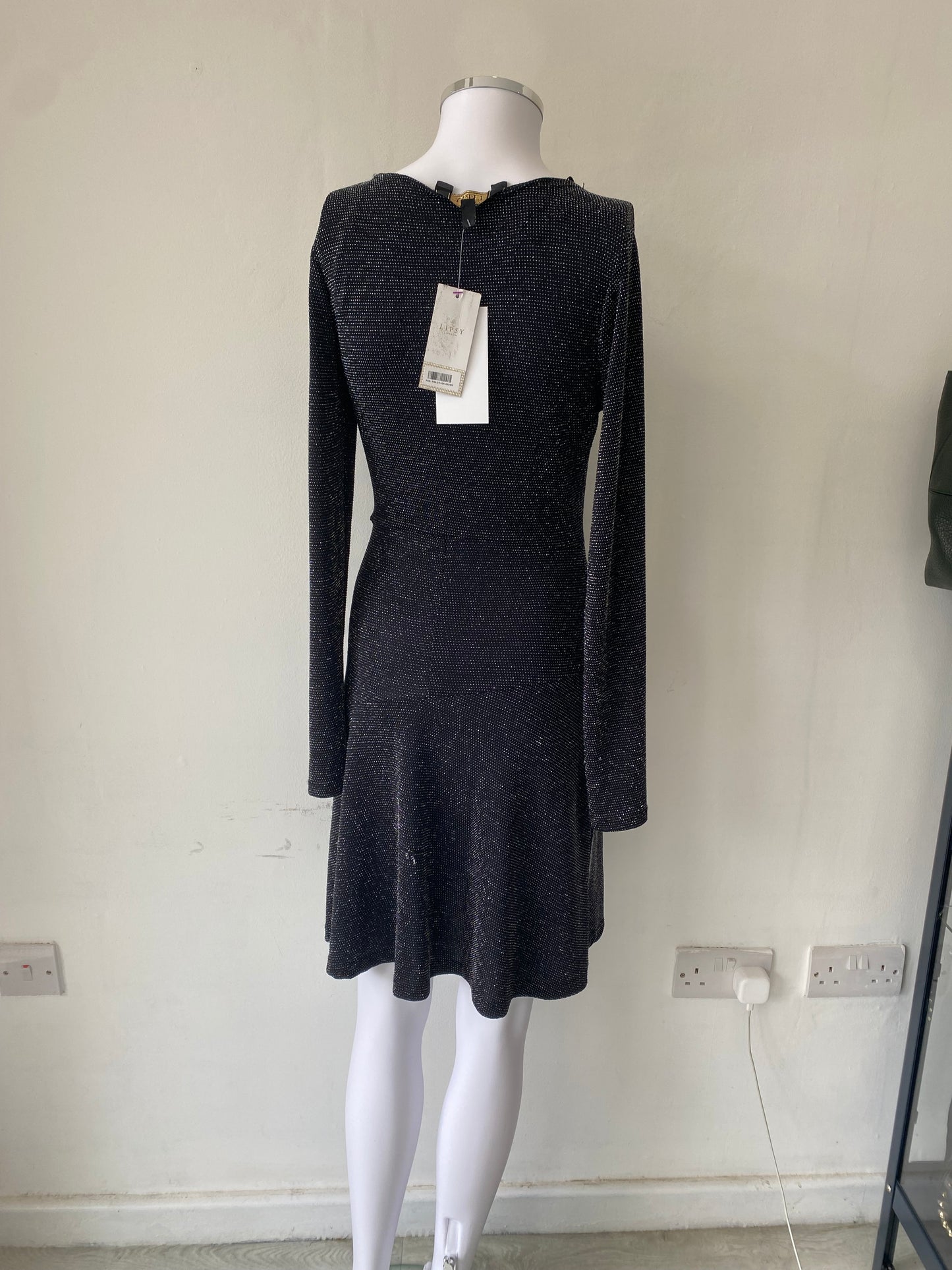 Lipsy Black Sparkle Dress Size 8