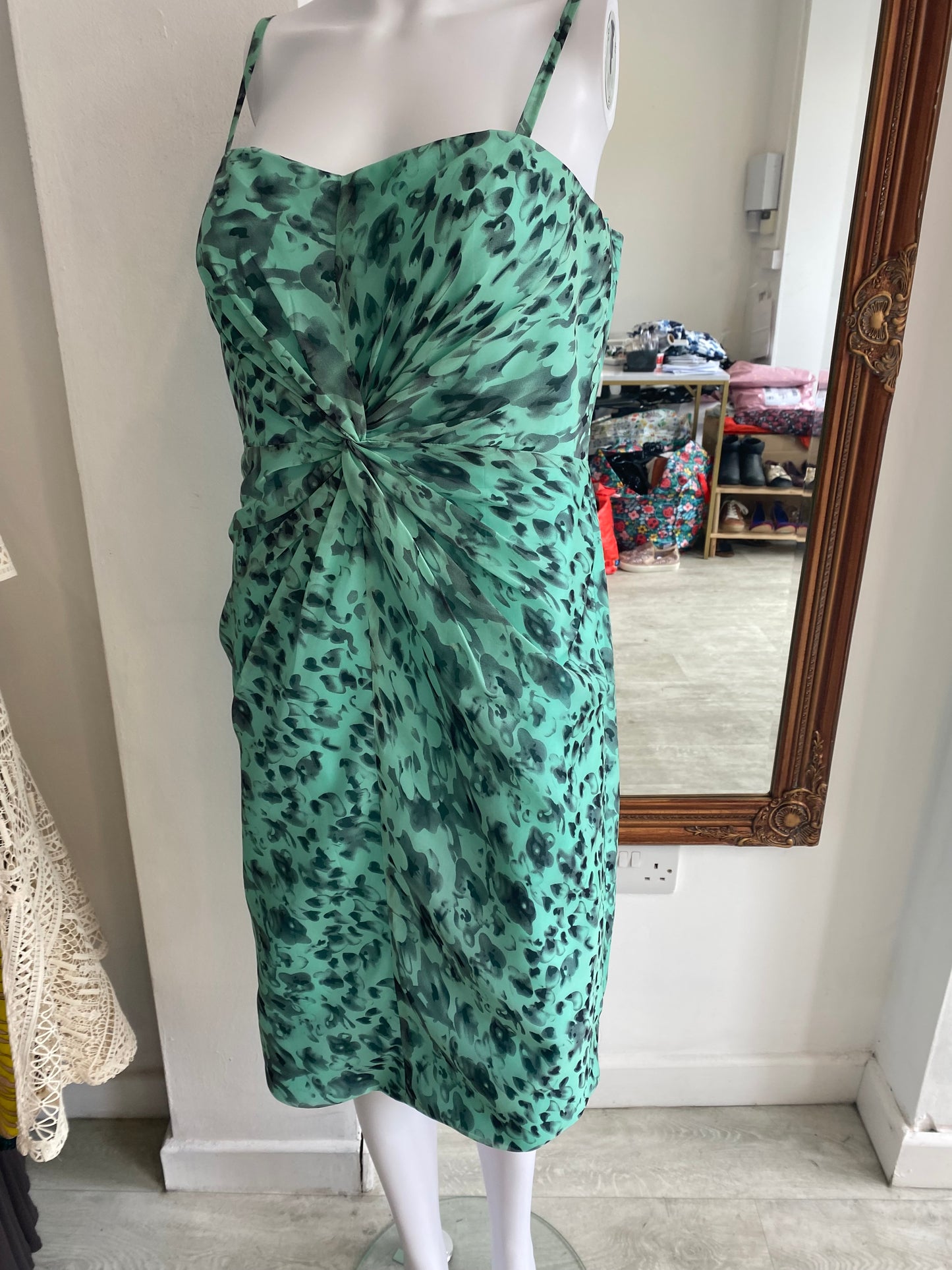 Gina Bacconi printed turquoise dress and jacket size 14