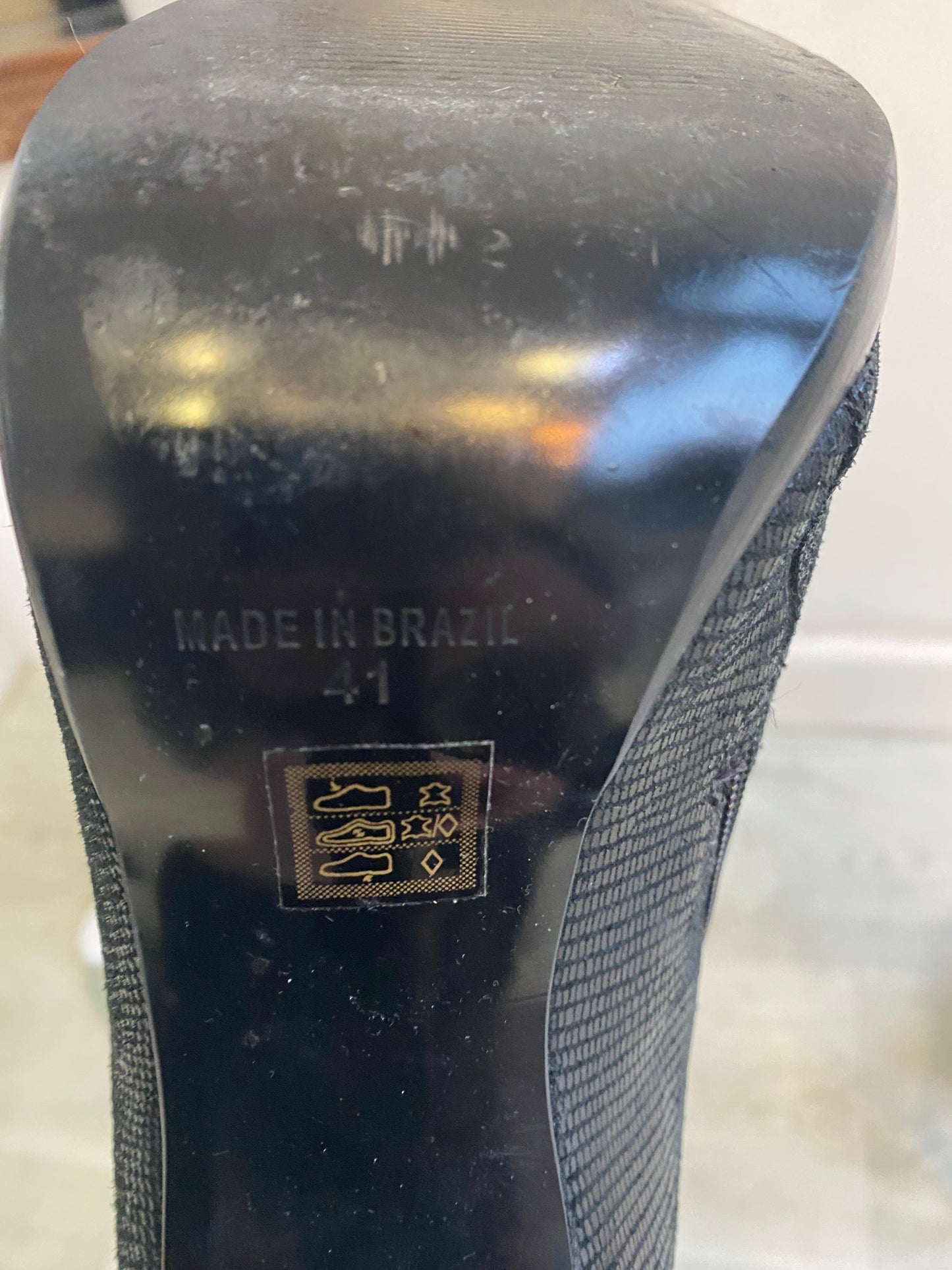 Dune Textured Leather Platform Heeled Boots Size 8