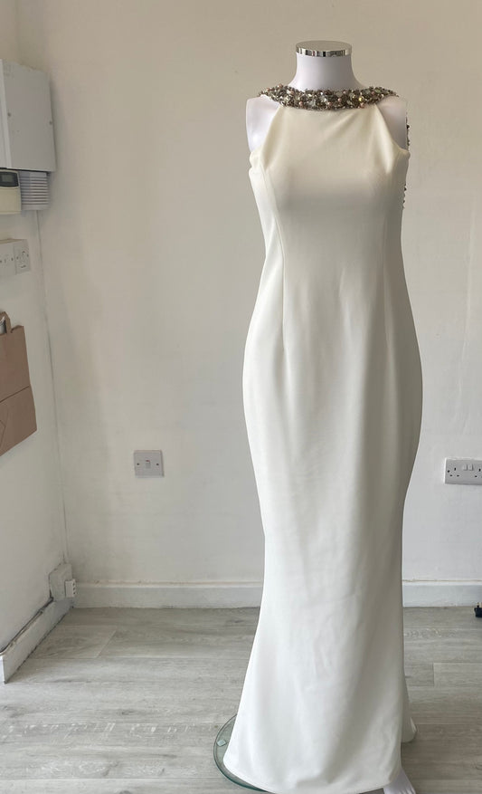 Pia Michi White Full Length Gown Prom Dress Size 12