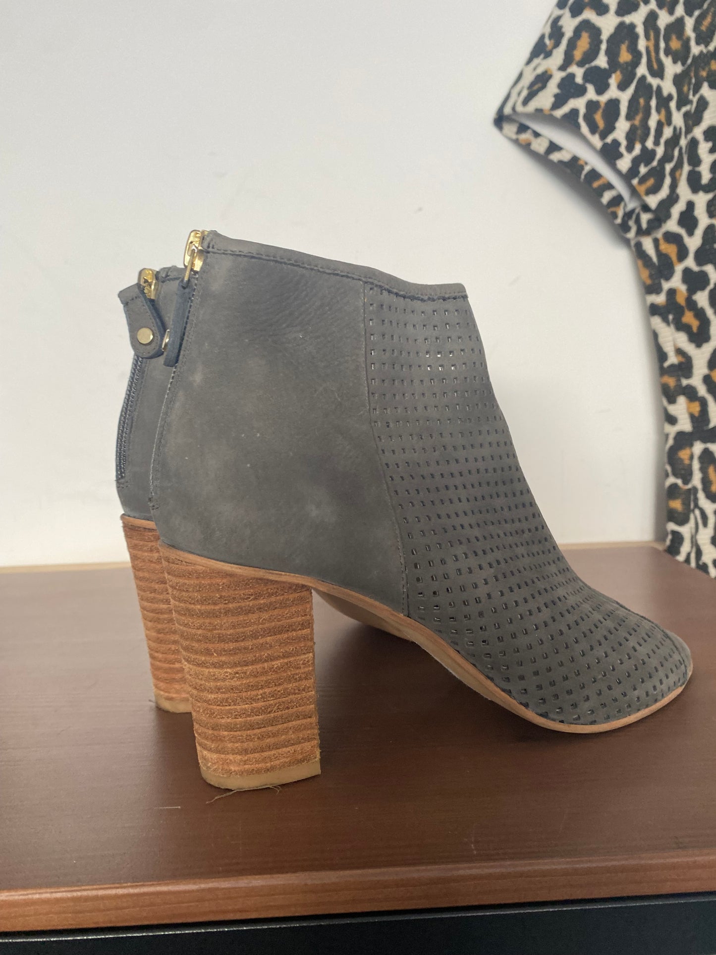 Mint Velvet Grey Laser Cut Boots Size 5