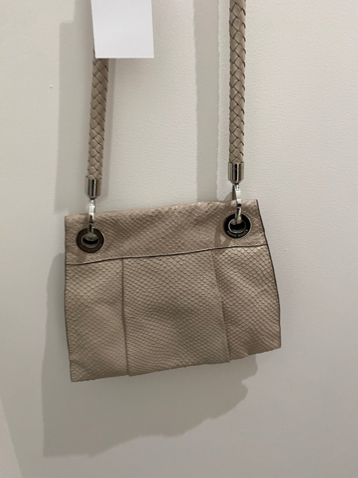 Karen Millen Crossbody Leather Handbag Beige