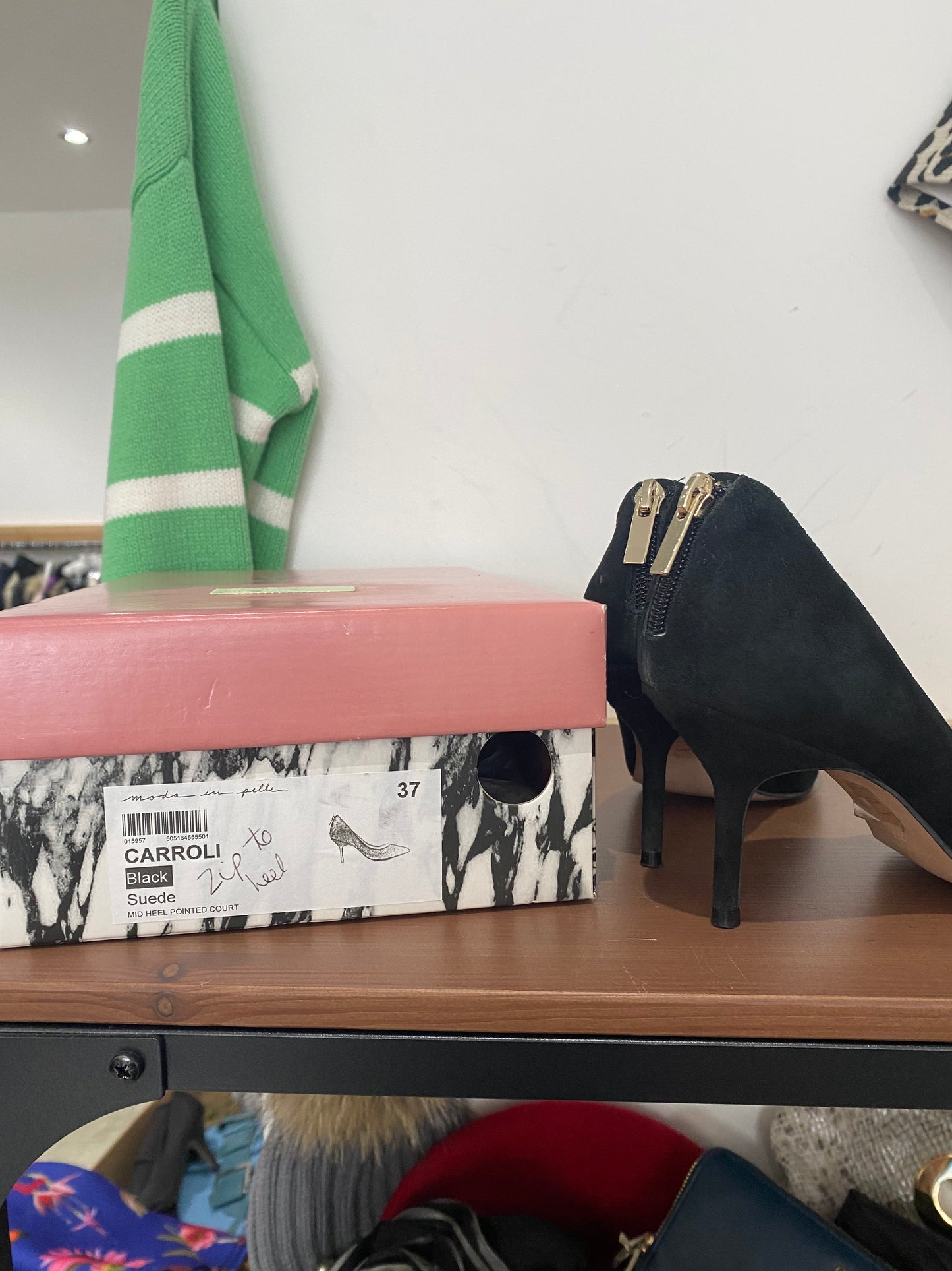 Moda in Pelle black suede heels with zips size 4