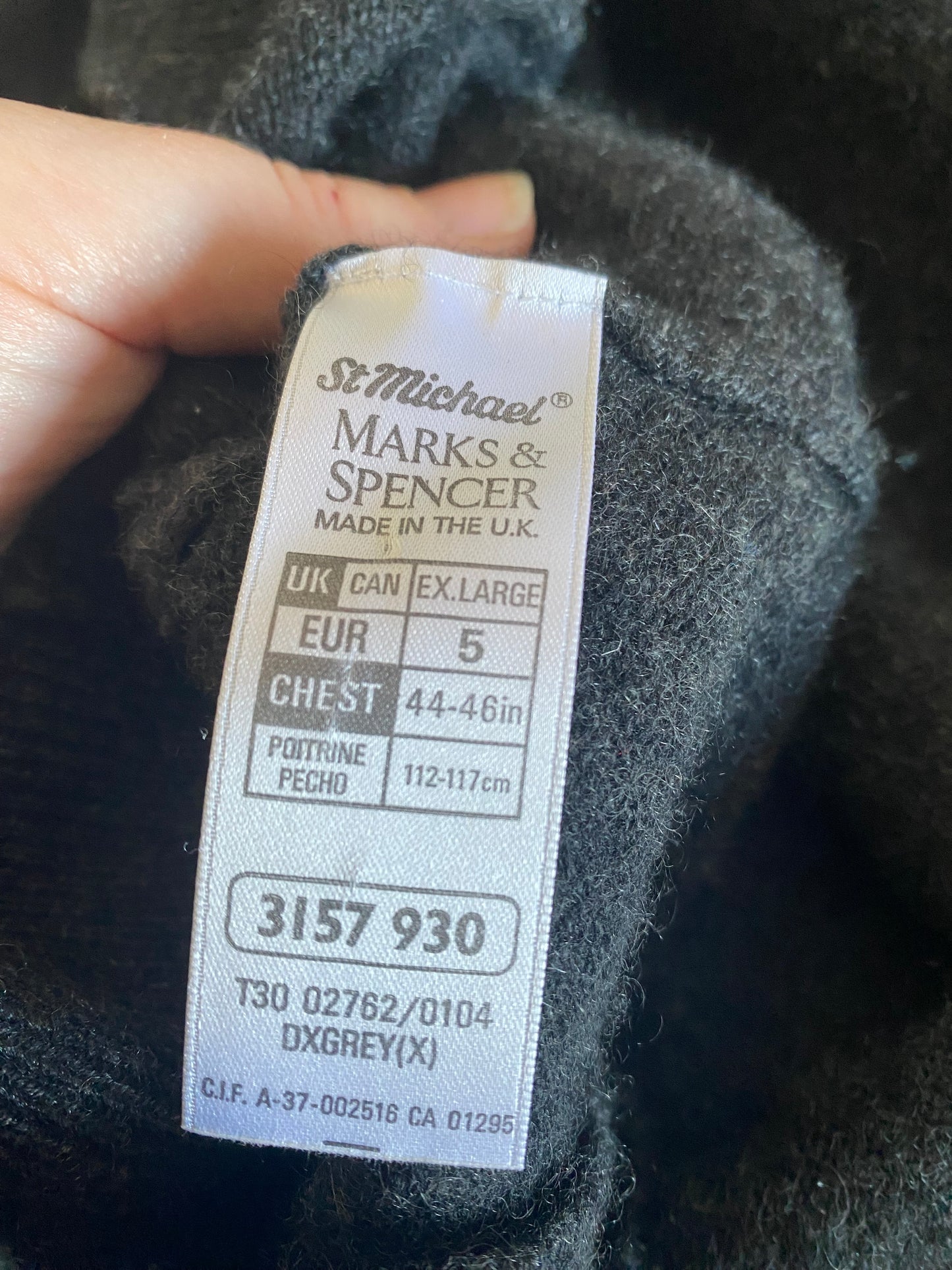 Marks and Spencer 100% Cashmere Charcoal Jumper Size XL
