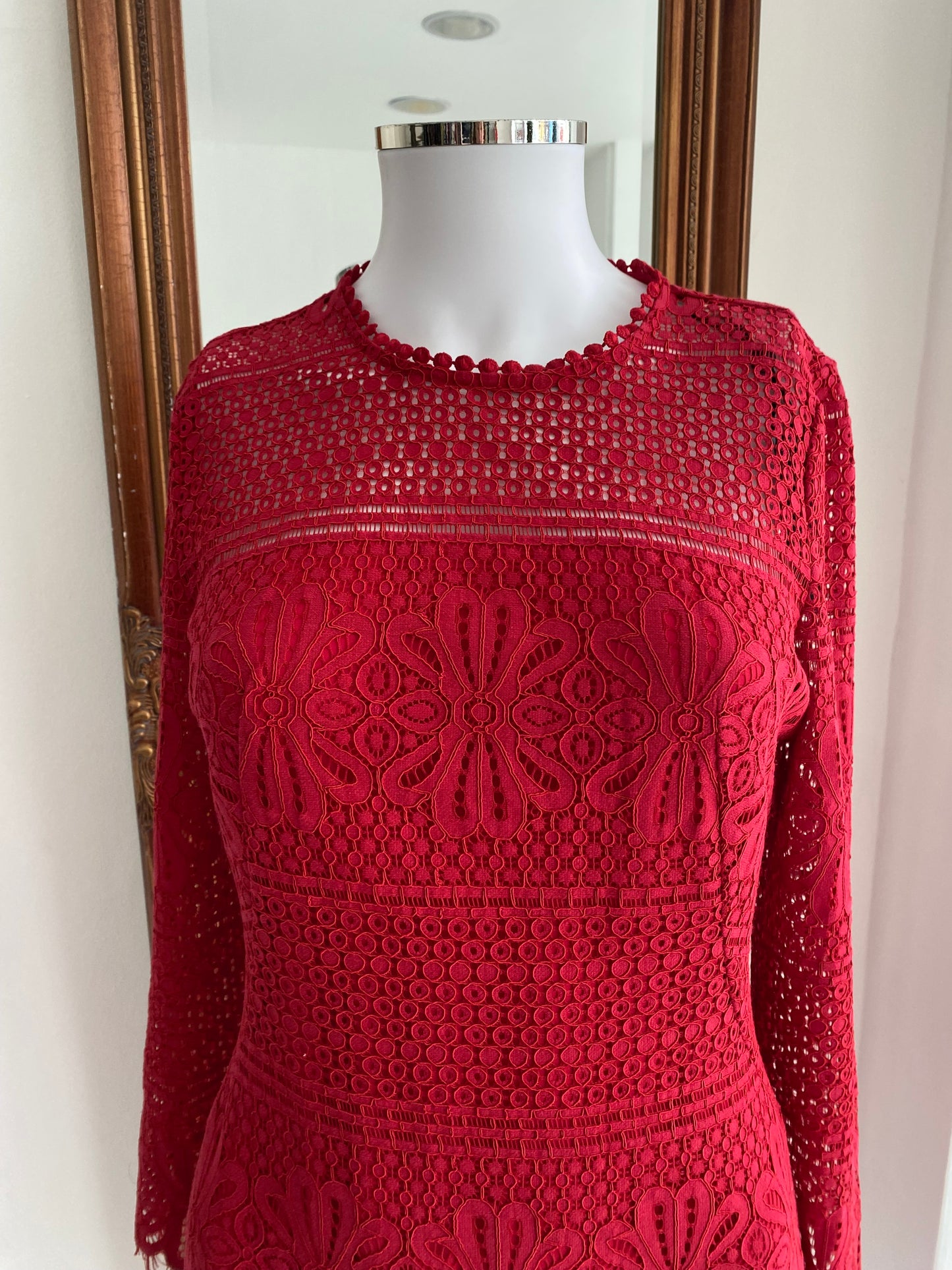 Whistles Red Crochet Dress New Size 8