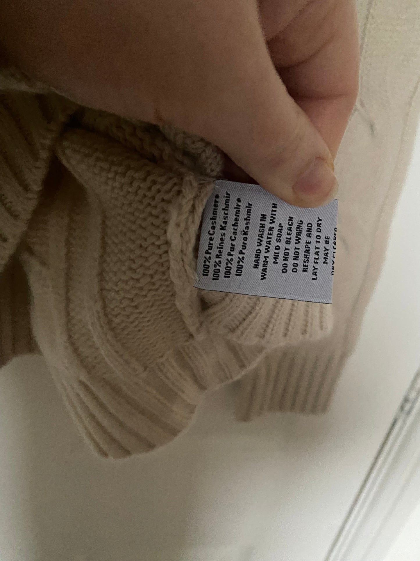 Charles Tyrwhitt 100% Pure Cashmere Cream Cable Knit Jumper Size XL