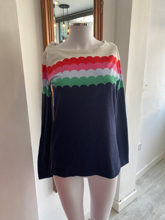 Joules Scalloped Rainbow Print Top Size 8
