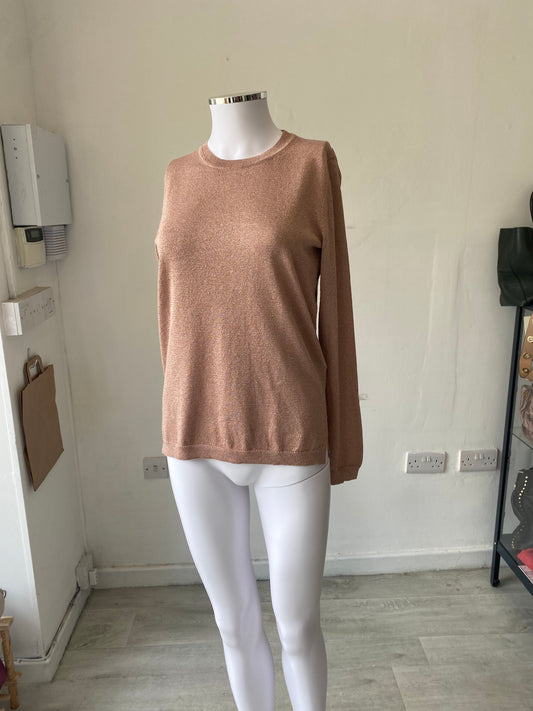 Whistles Pink Lurex Knit Top Size 10
