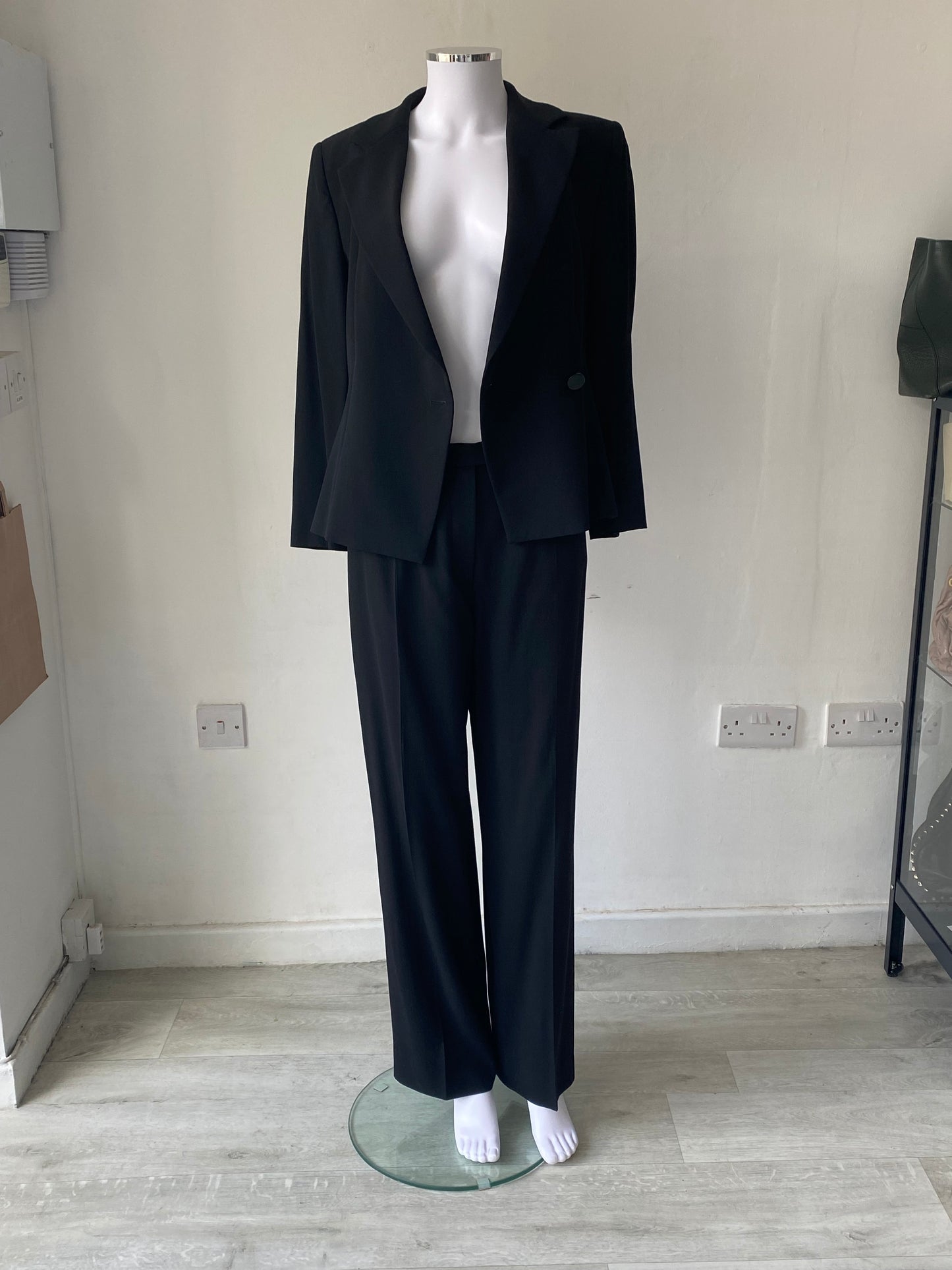 Emporio Armani Black Trouser Suit Size 10