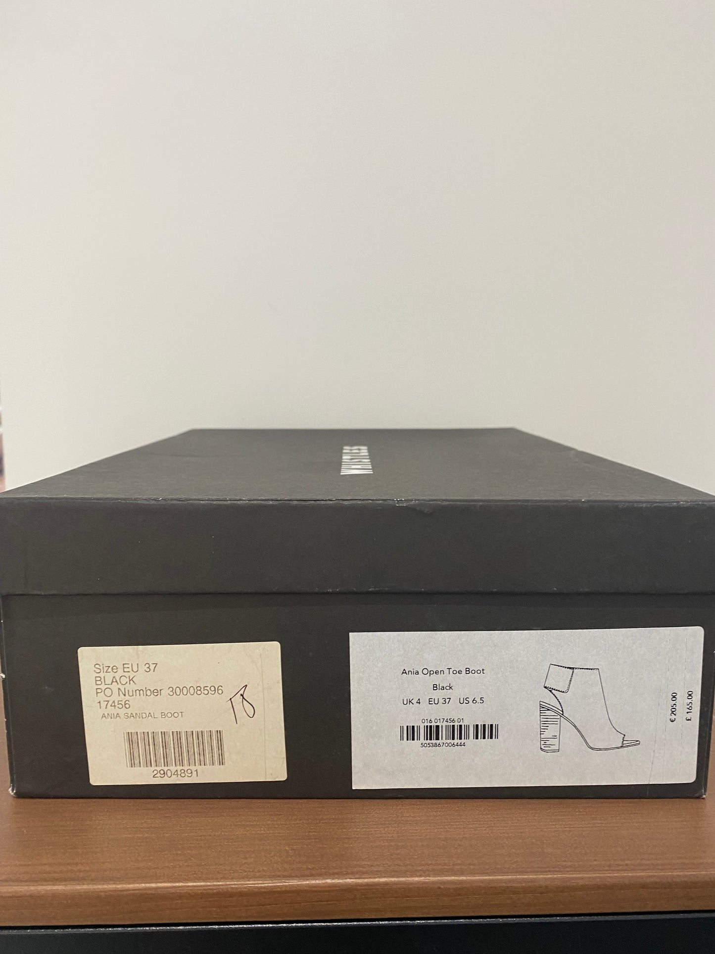 Whistles Black Leather Peep Toe Shoe Boots Size 4