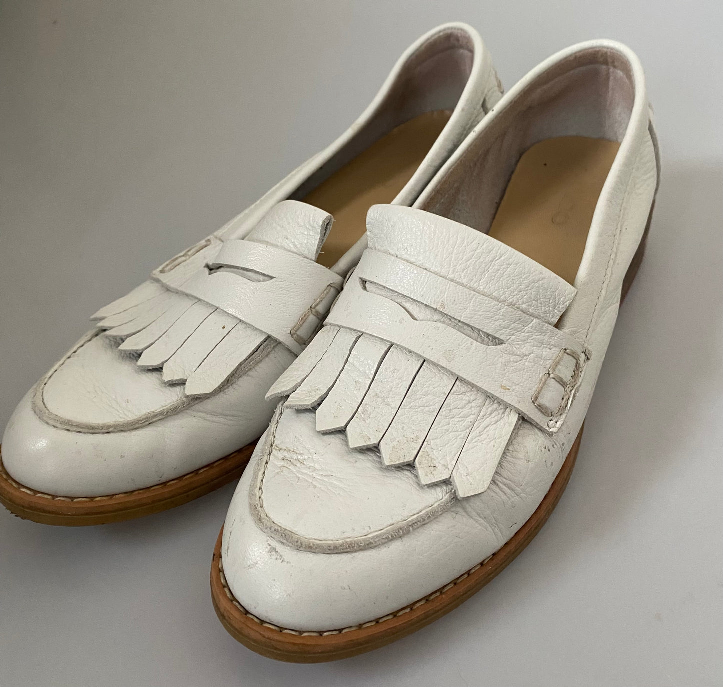 Aldo white leather loafers size 4.5