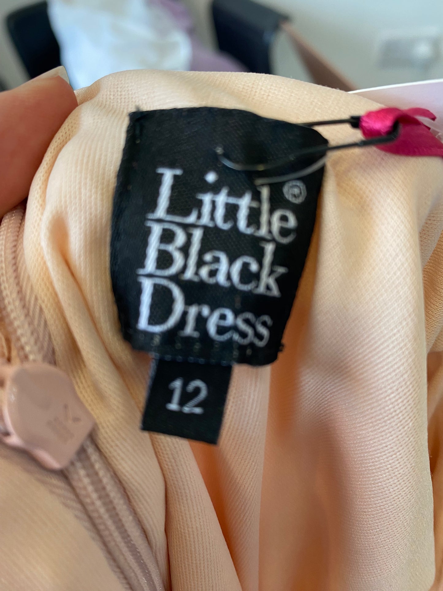 Little Black Dress Beige Lace Dress with Diamante Detailing Size 12