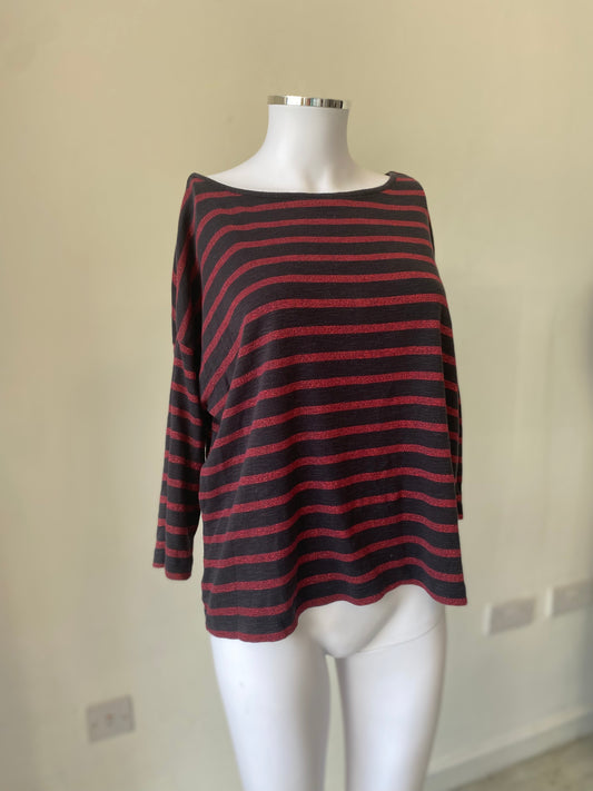 French Connection Shimmer Striped Top Size 8-10