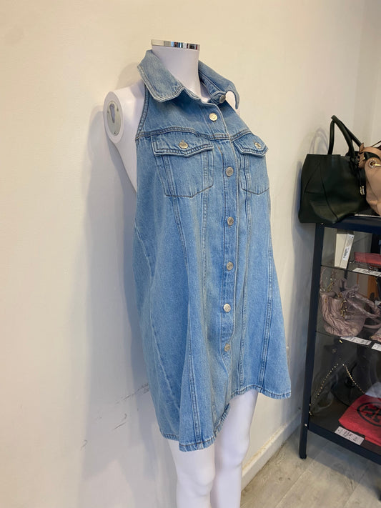 Zara Denim Halter Neck Dress Size L 12
