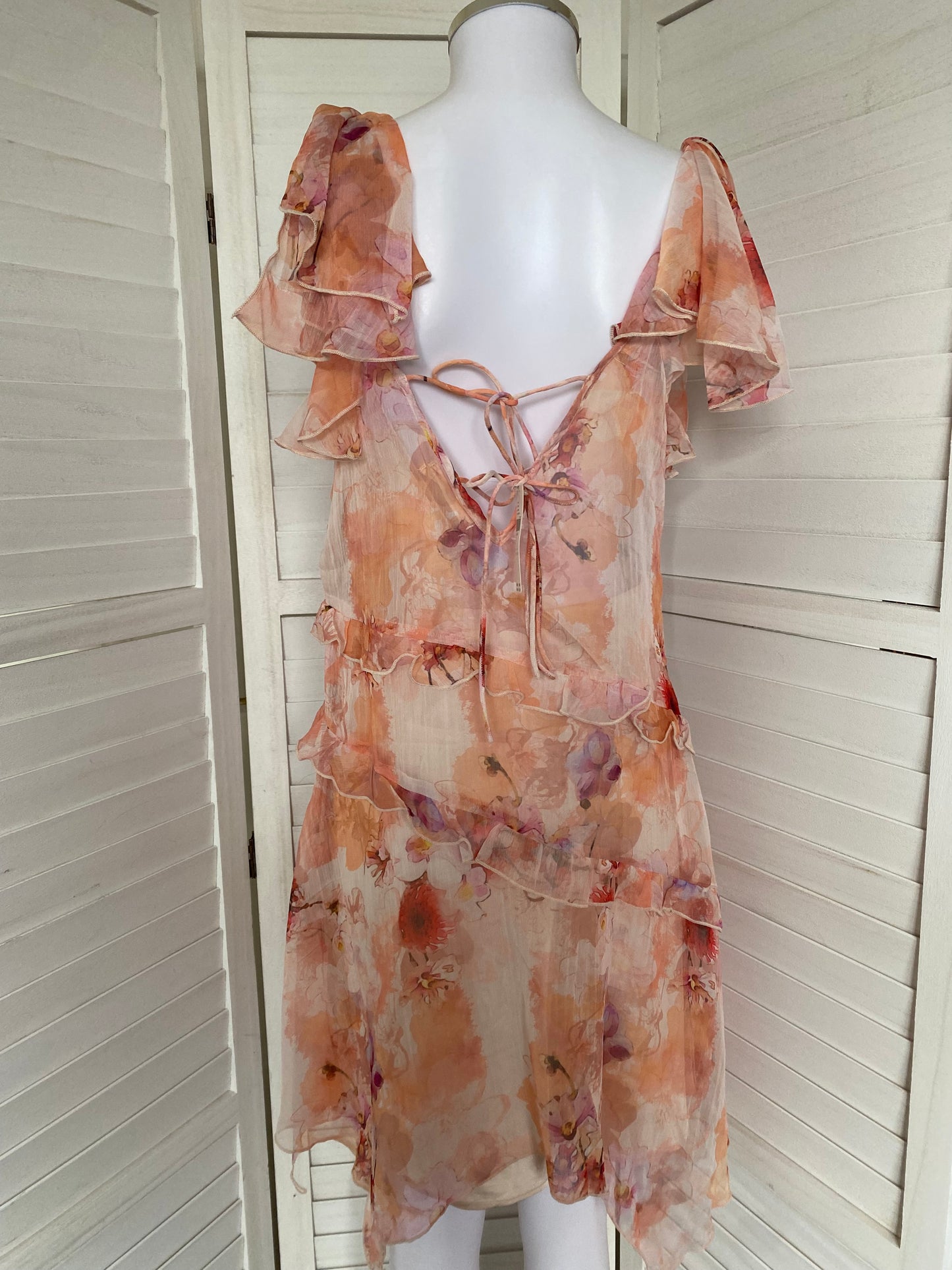 Anthropology floral print coral dress size 12