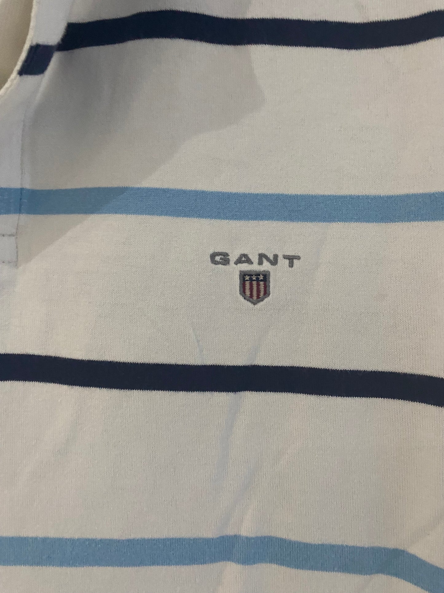 Gant White Striped Polo Shirt Size XL