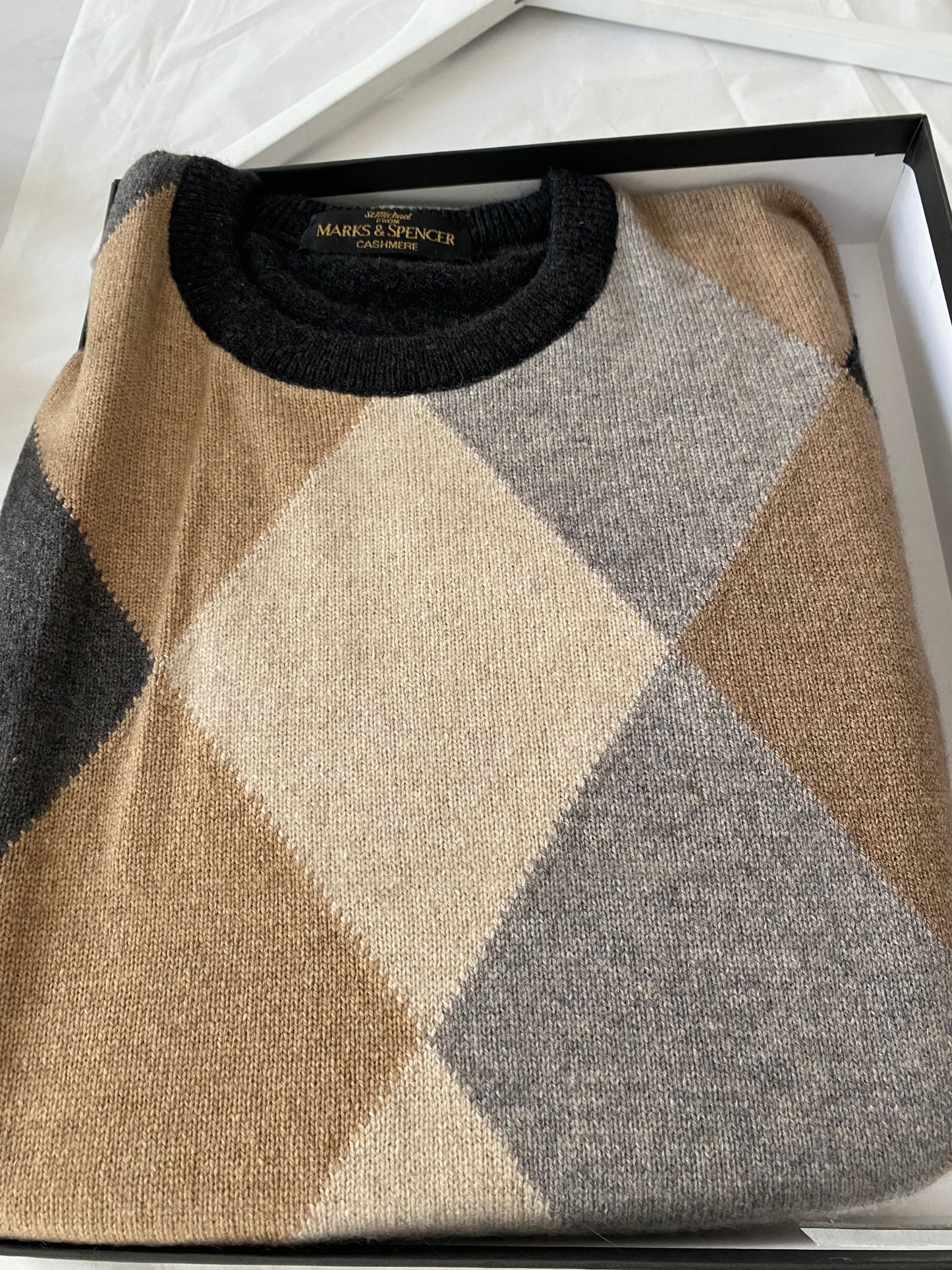 Marks and Spencer Argyle Cashmere Jumper Size XL