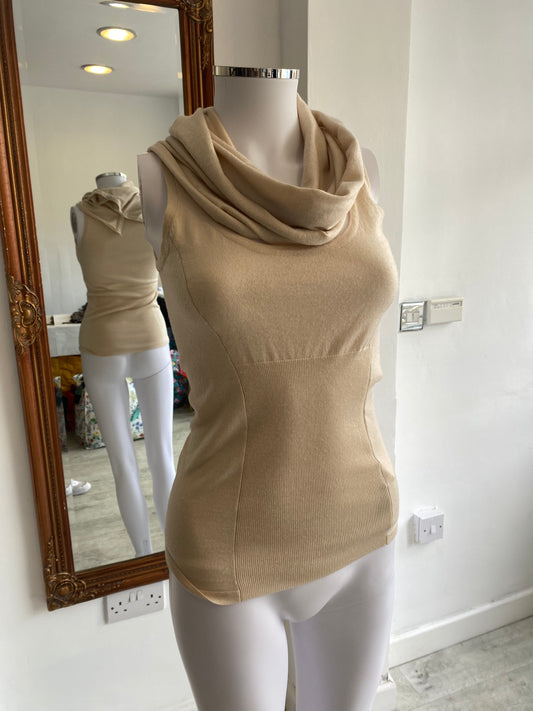 Karen Millen beige knitted top size 8