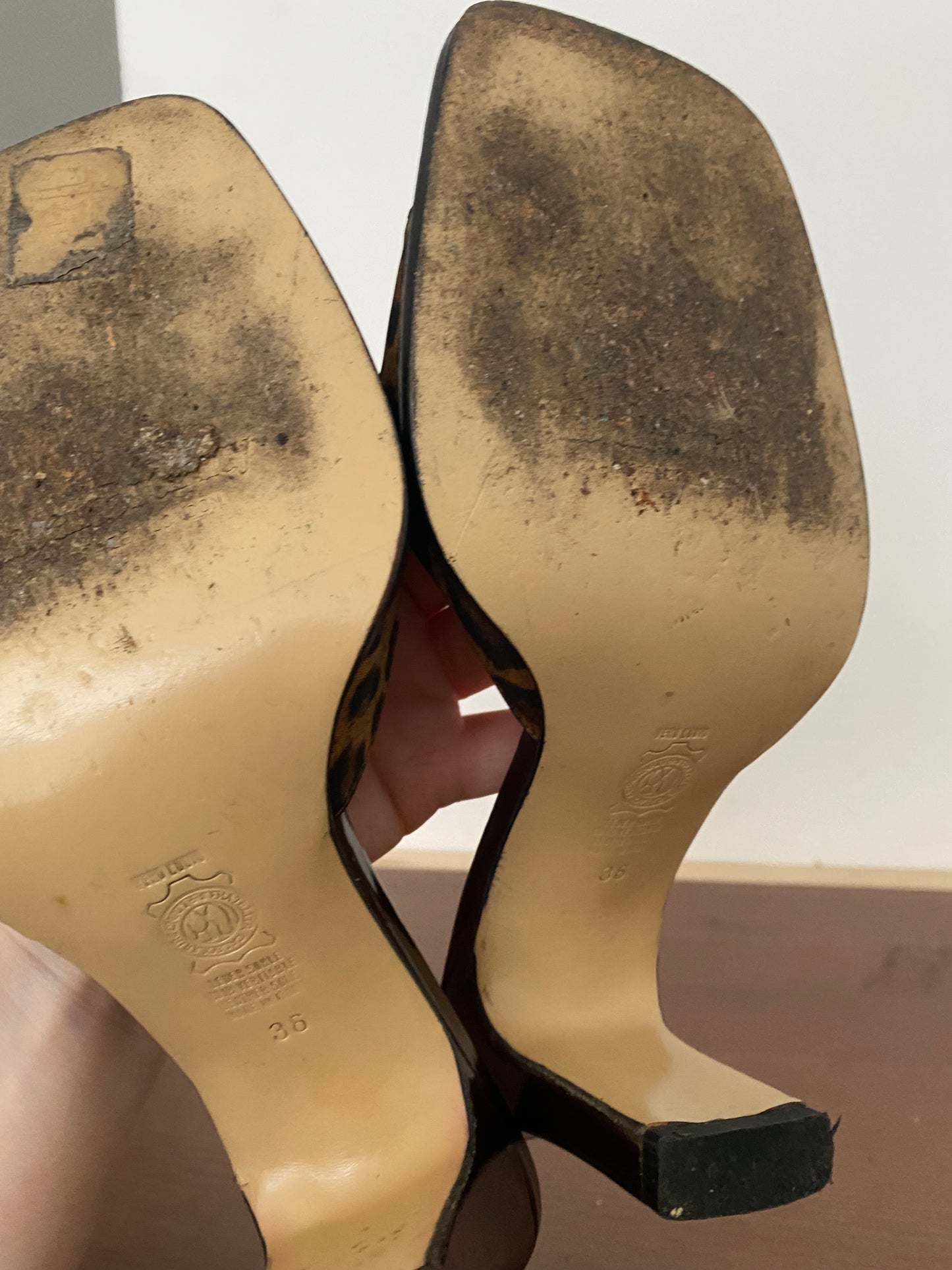 Russell and Bromley Leopard Print Mules Size 3