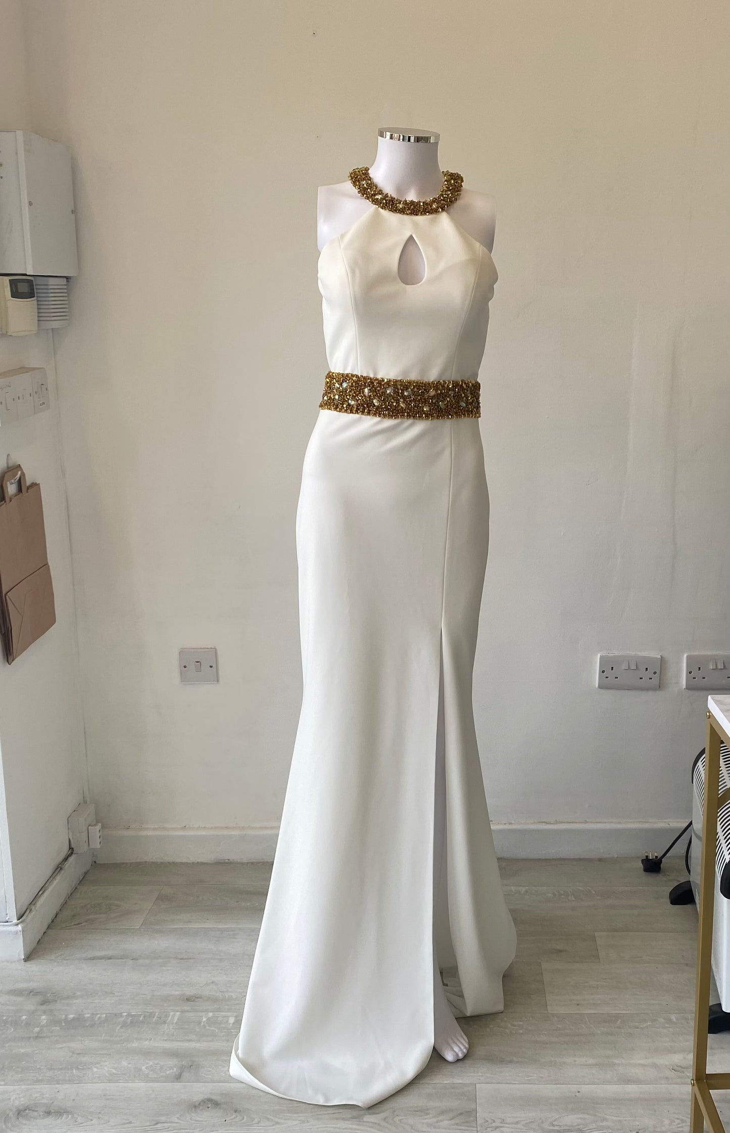 Pia Michi White Full Length Gown Prom Dress Size 8