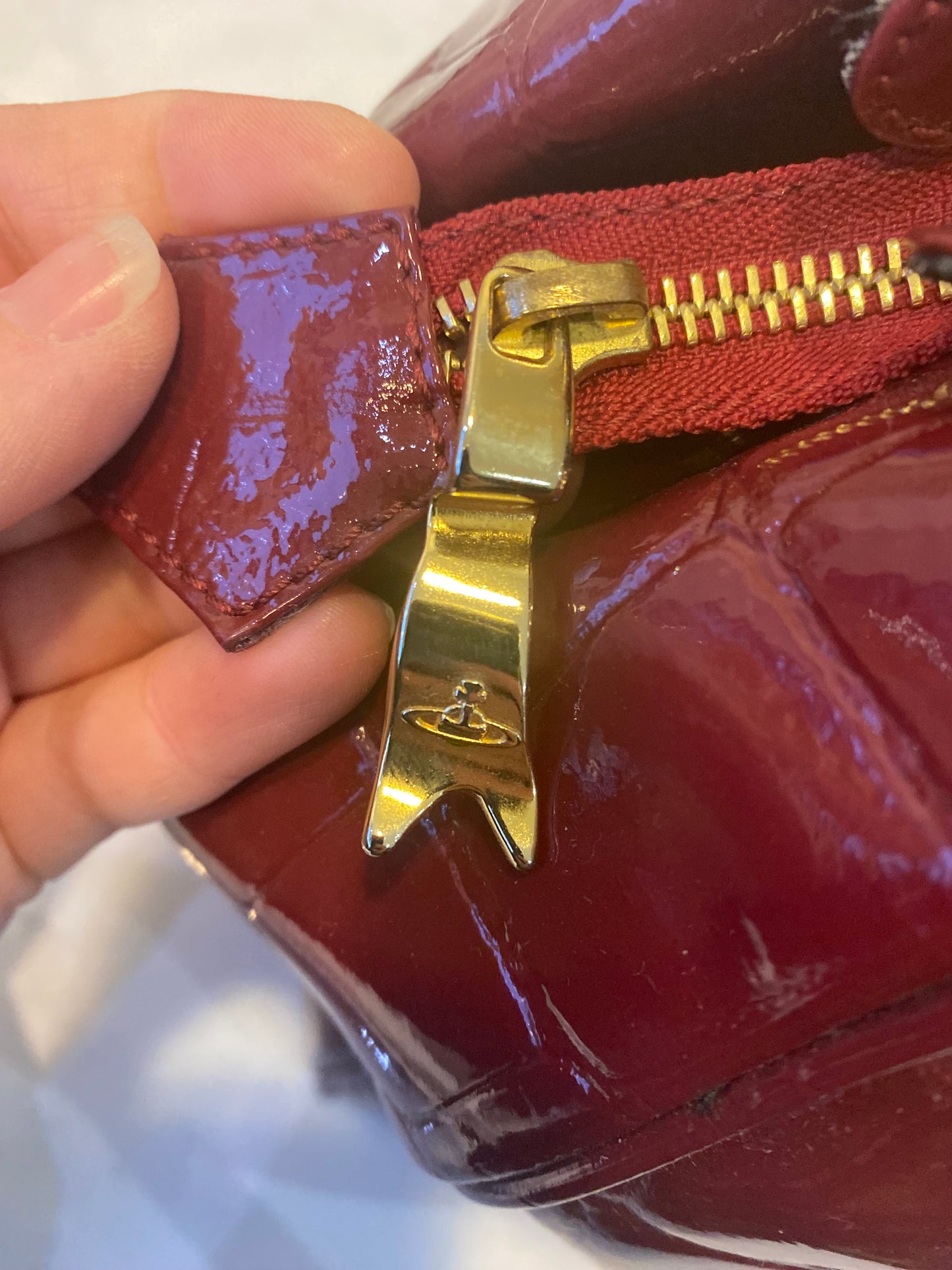 Vivienne Westwood Red Patent Leather Crimson Handbag with Dust at