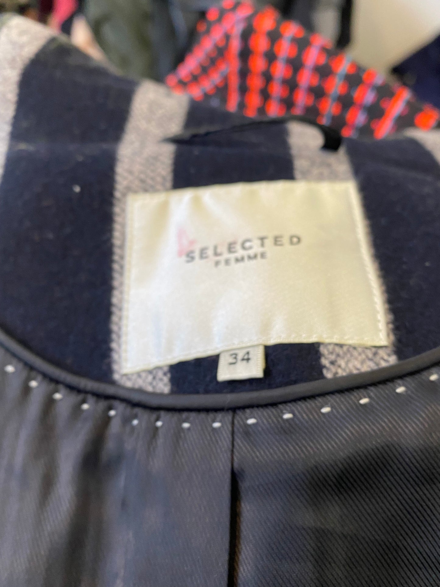 Selected Femme Striped Coat Size 8