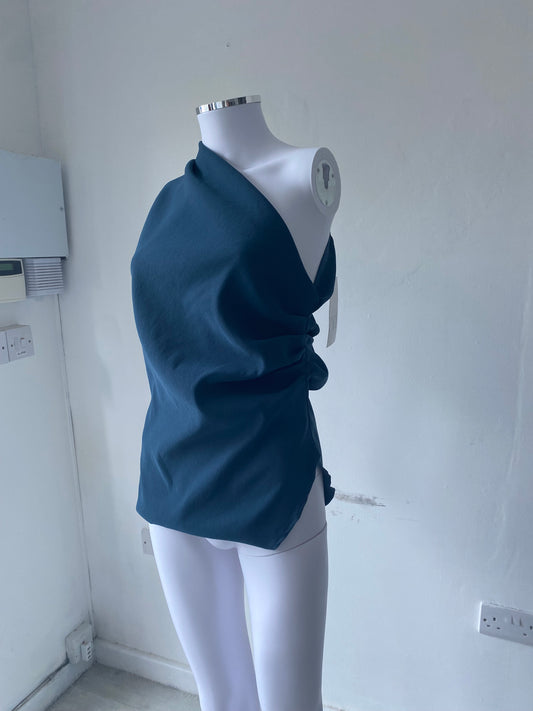 Zara Blue One Shoulder Top Size Medium 10-12 With Tags