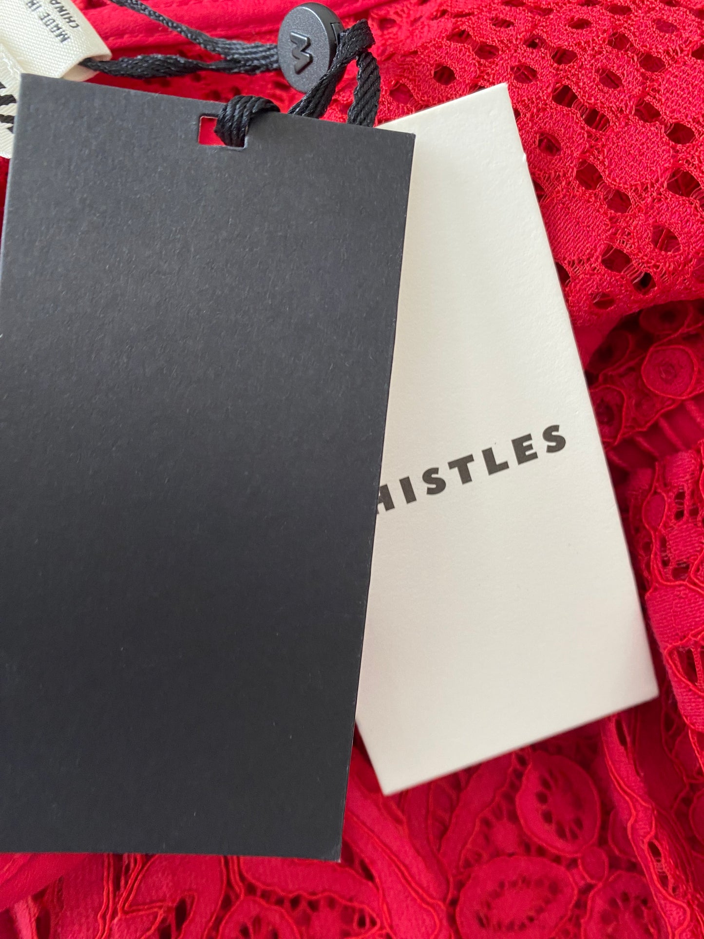 Whistles Marylou Red Crochet Dress Size 8