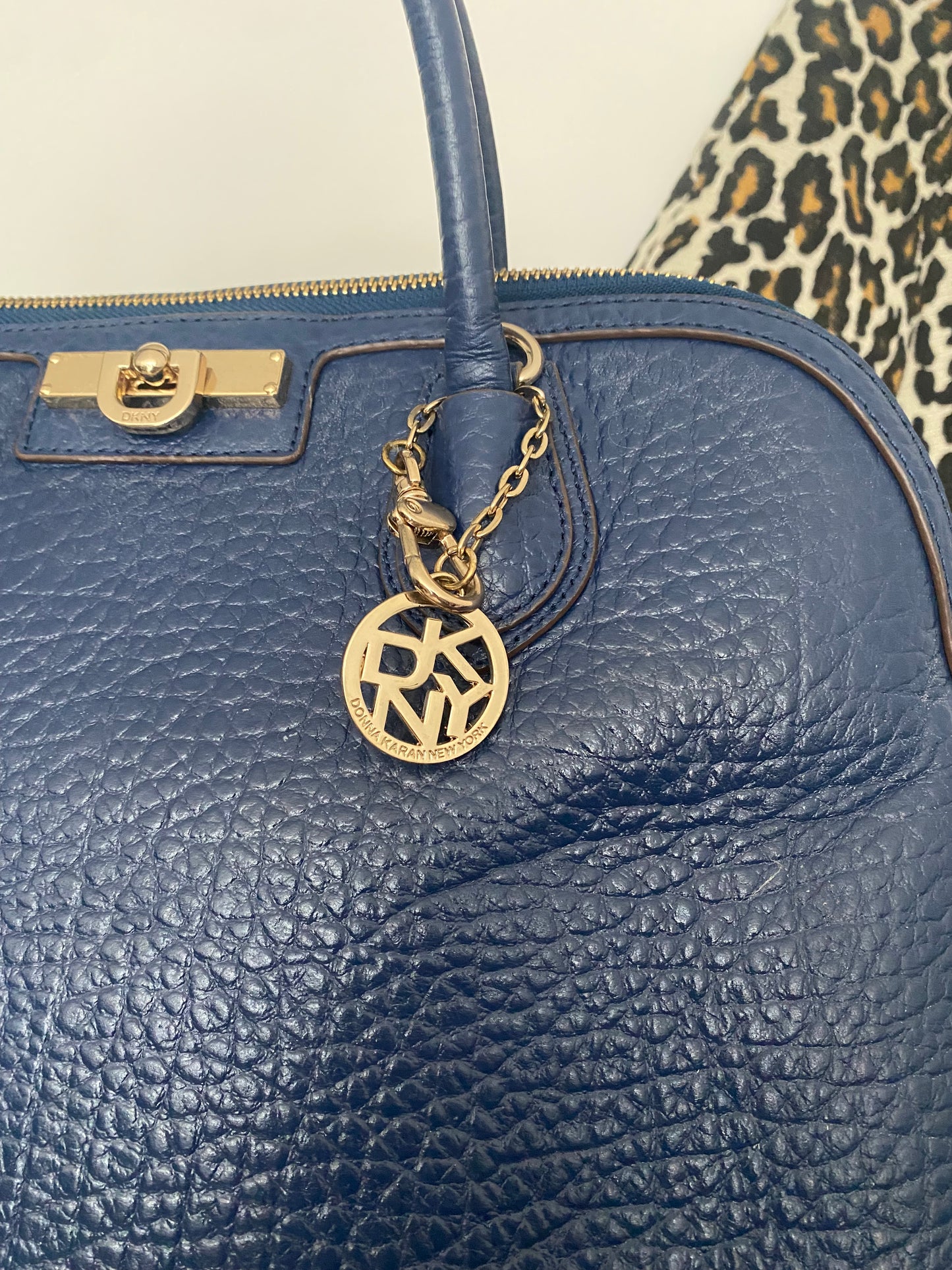 DKNY blue leather handbag