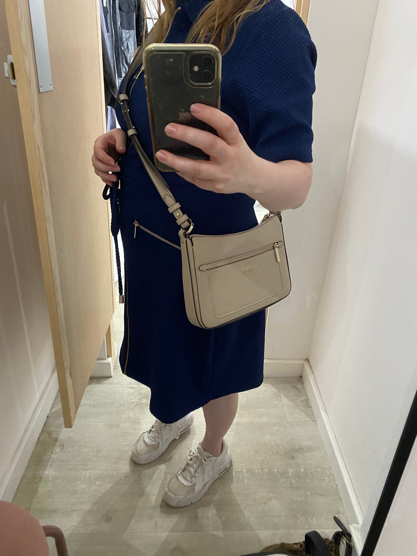 Kate Spade Hudson pebbled leather handbag cream