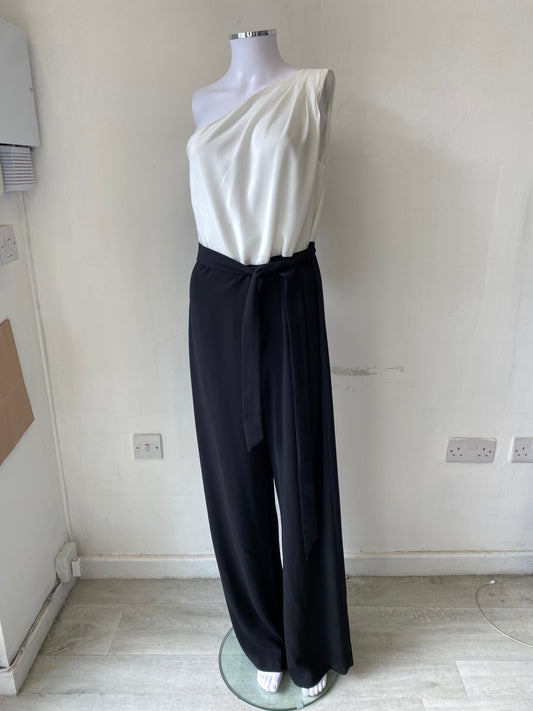 Hobbs Jumpsuit Cream and Black Size 12