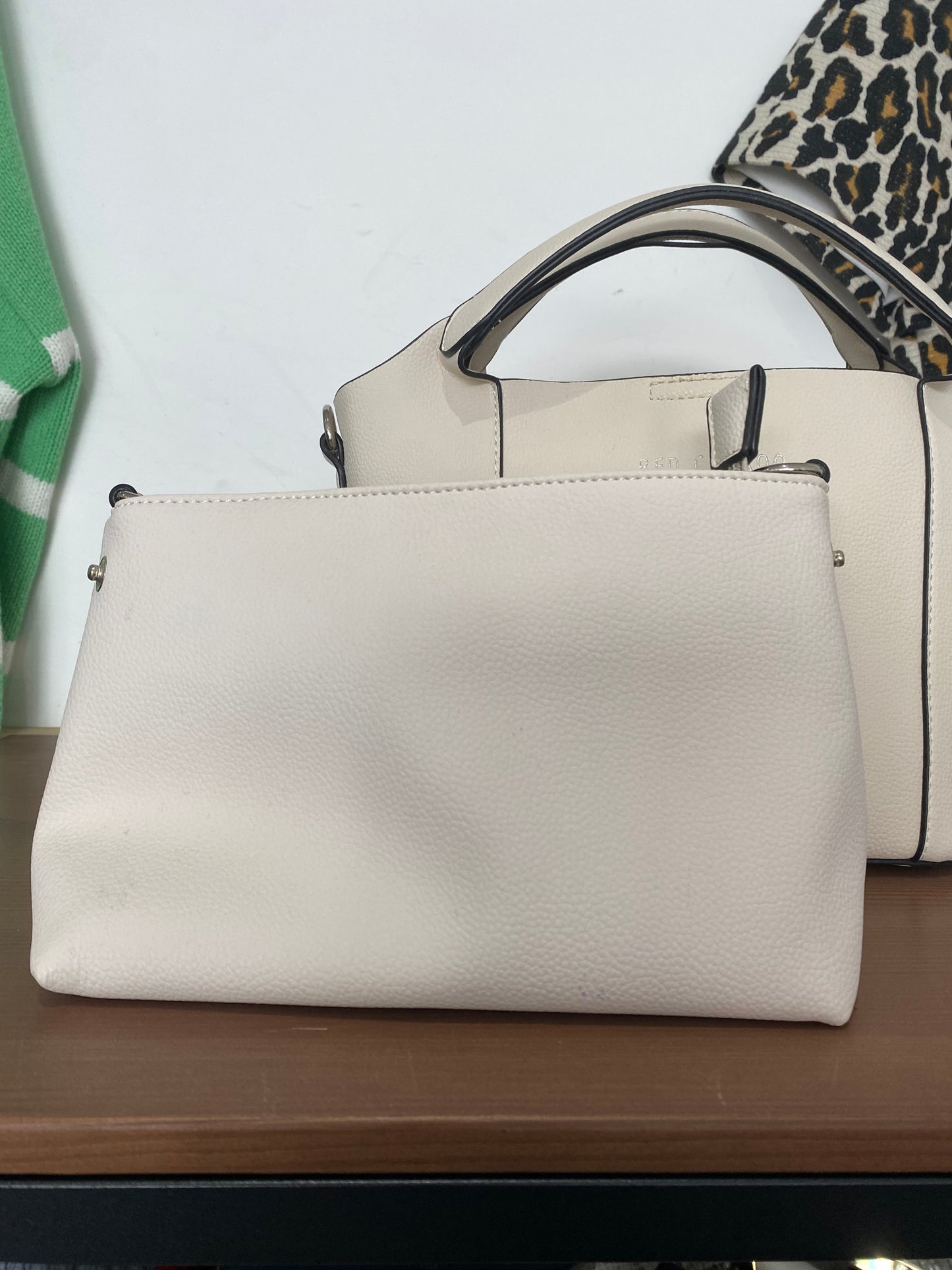 Red Cuckoo cream leather handbag brand new