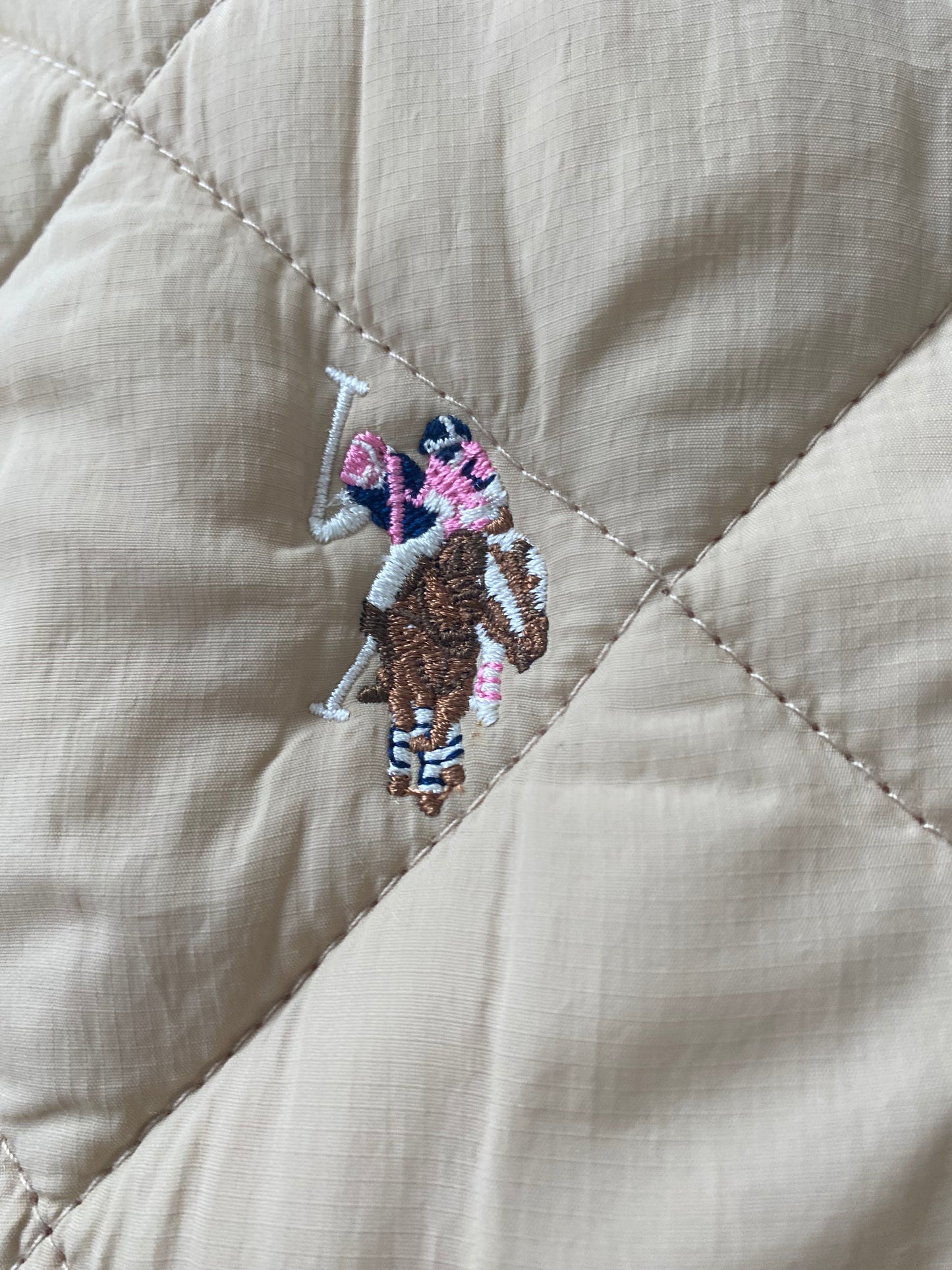 US Polo ASSN beige quilted coat size 16