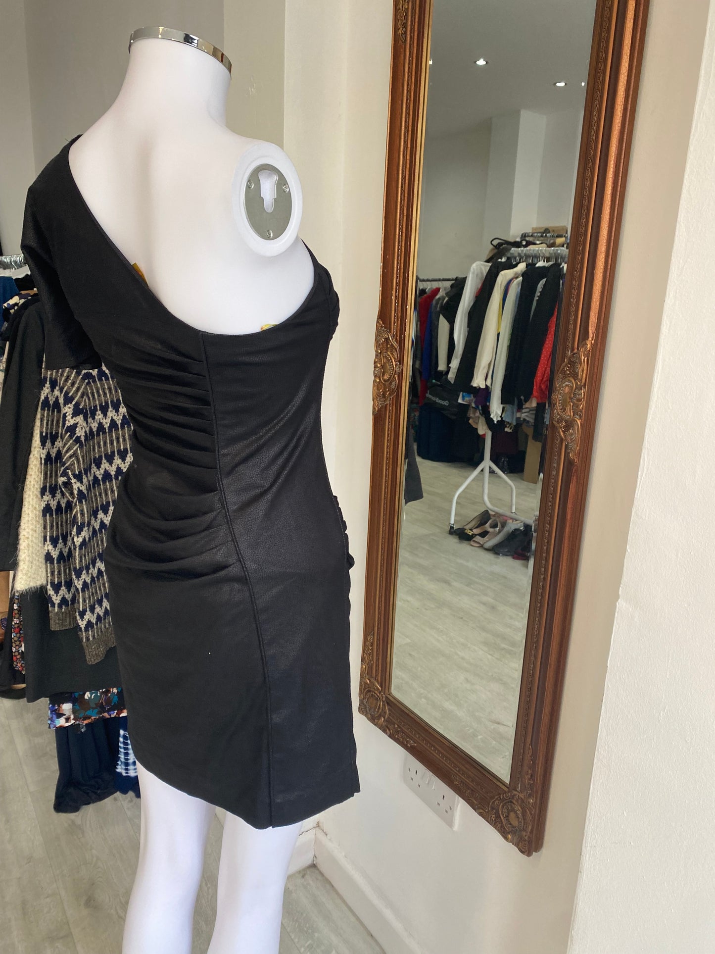 Catherine Malandrino Black Textured Leather Look Dress Size 6-8