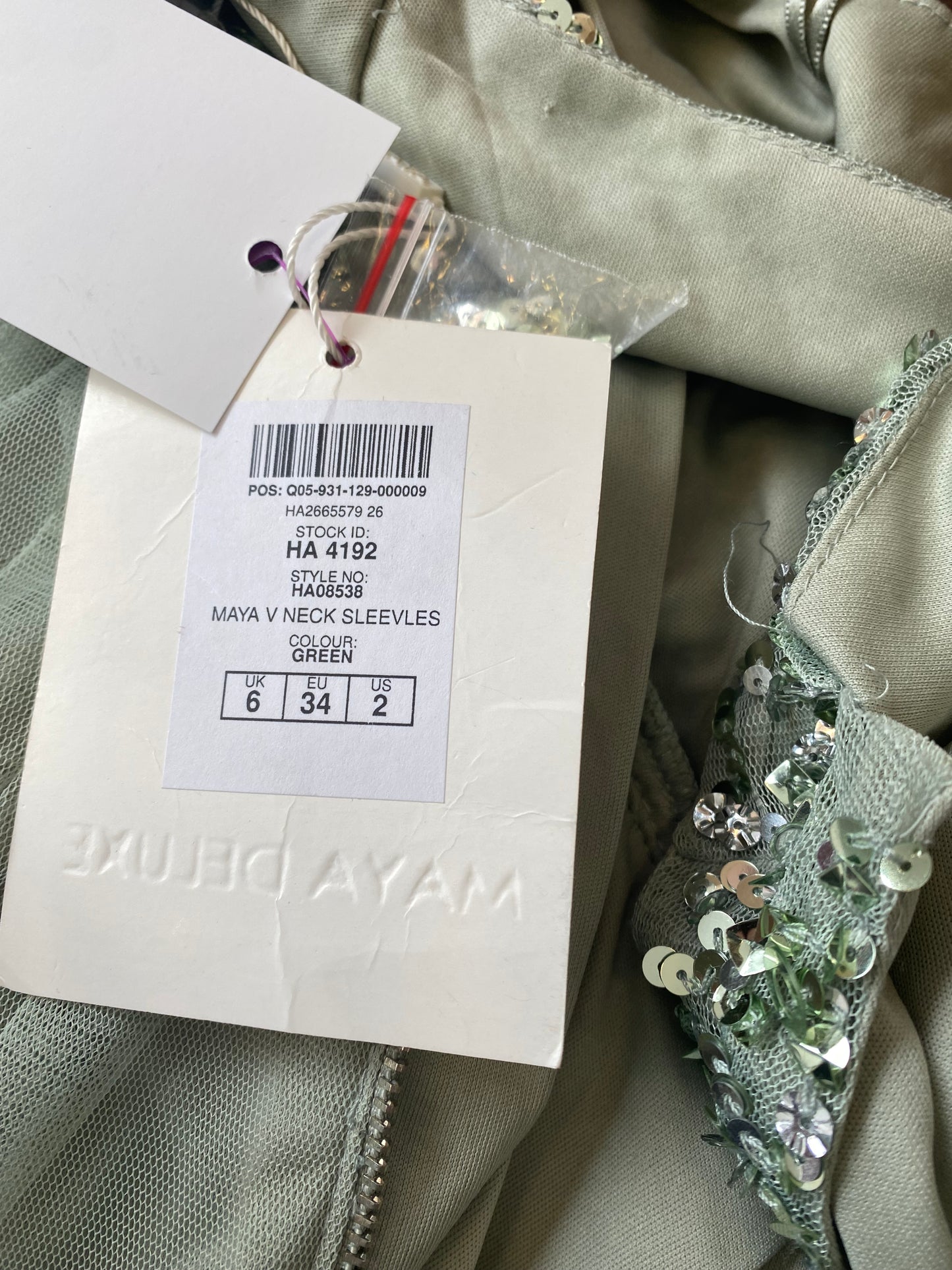 Maya Deluxe Sea Foam Green Dress Size 6-8