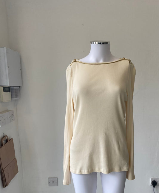 Lauren Ralph Lauren Cream Top with Button detailing Size 10-12
