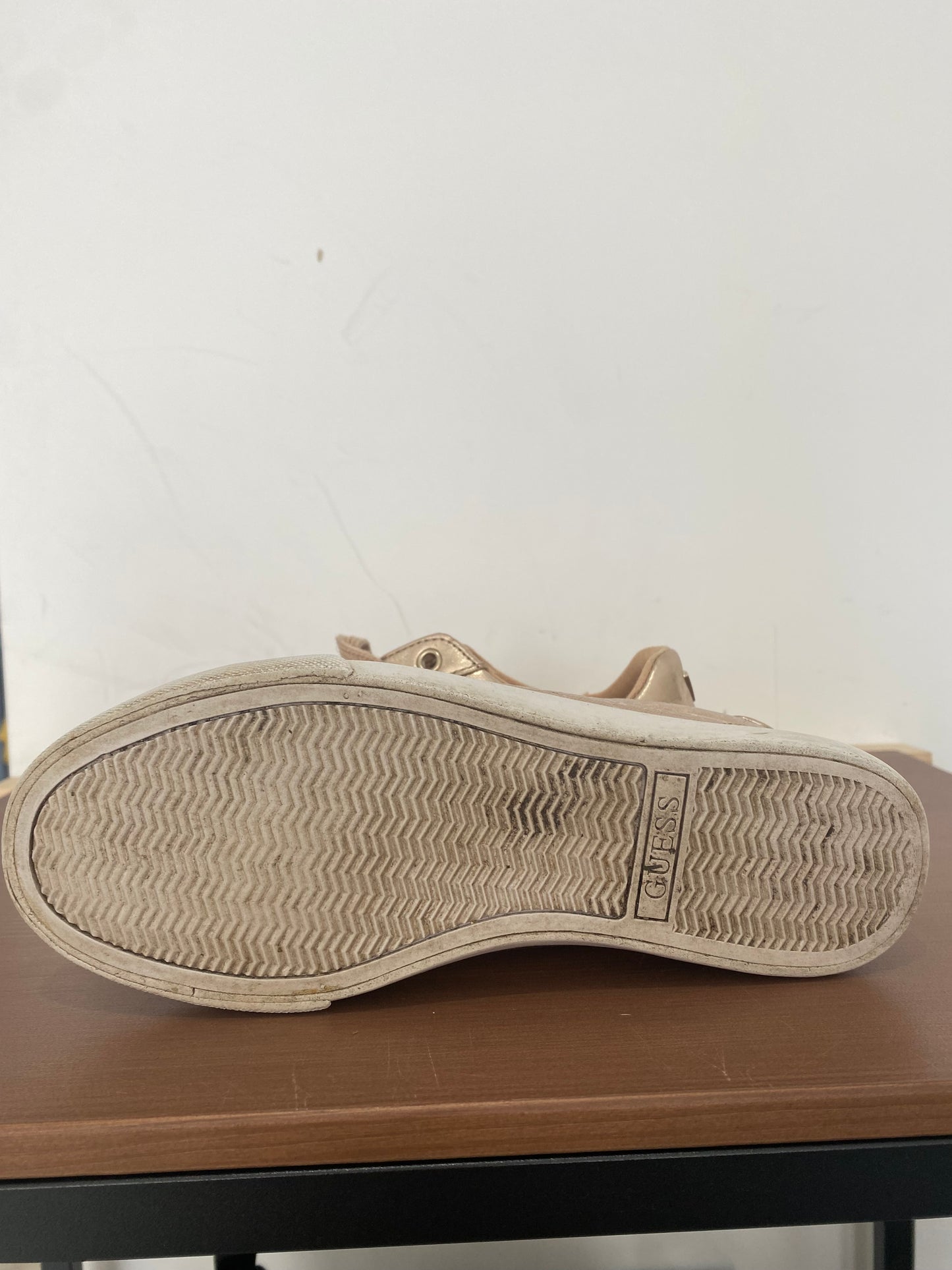 Guess Gold Monogram Trainers Size 4