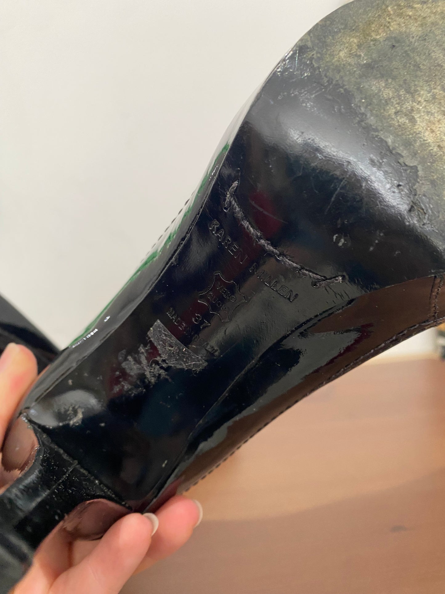 Karen Millen black patent heels size 4