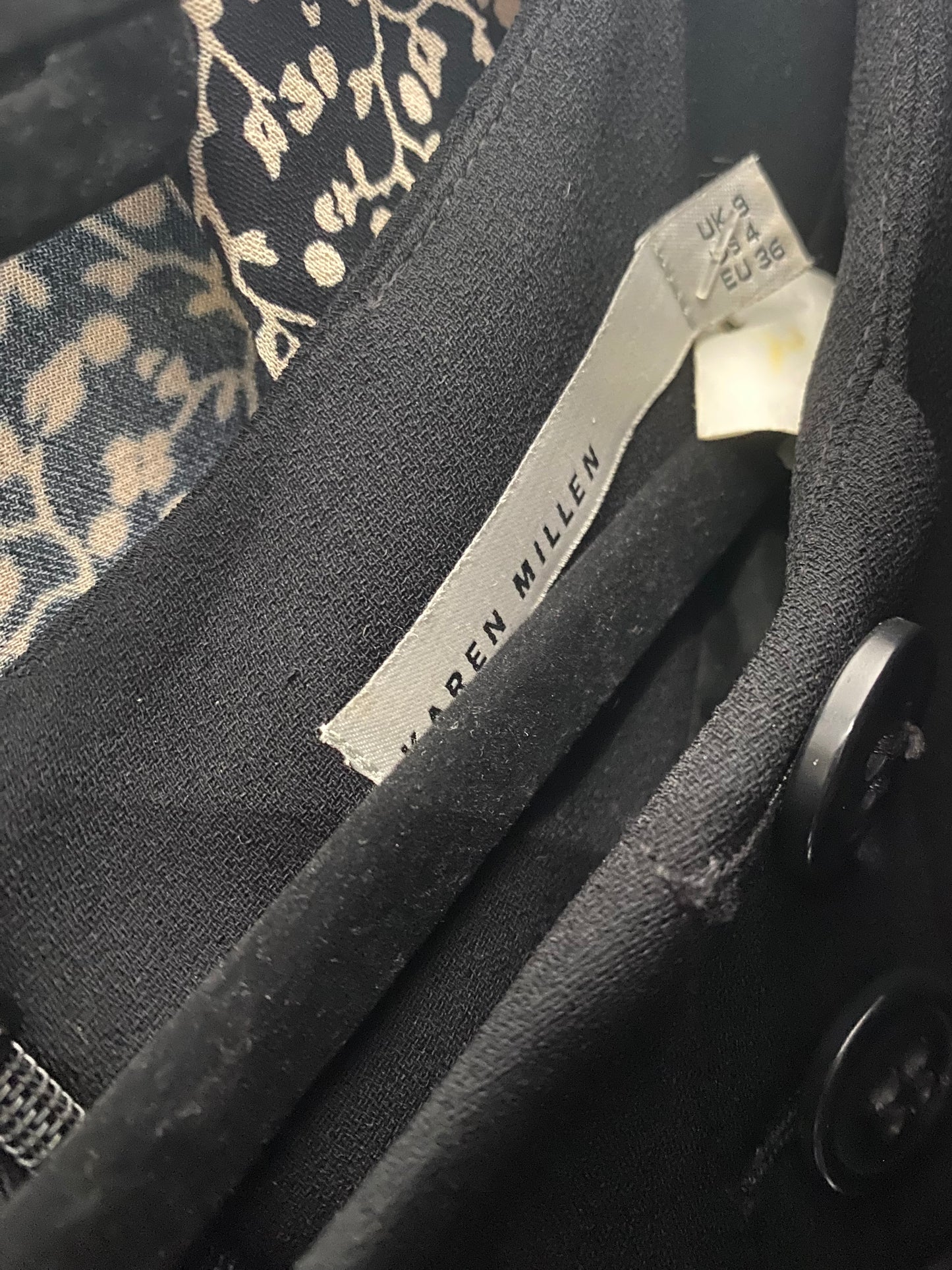 Karen Millen black button detail dress size 8